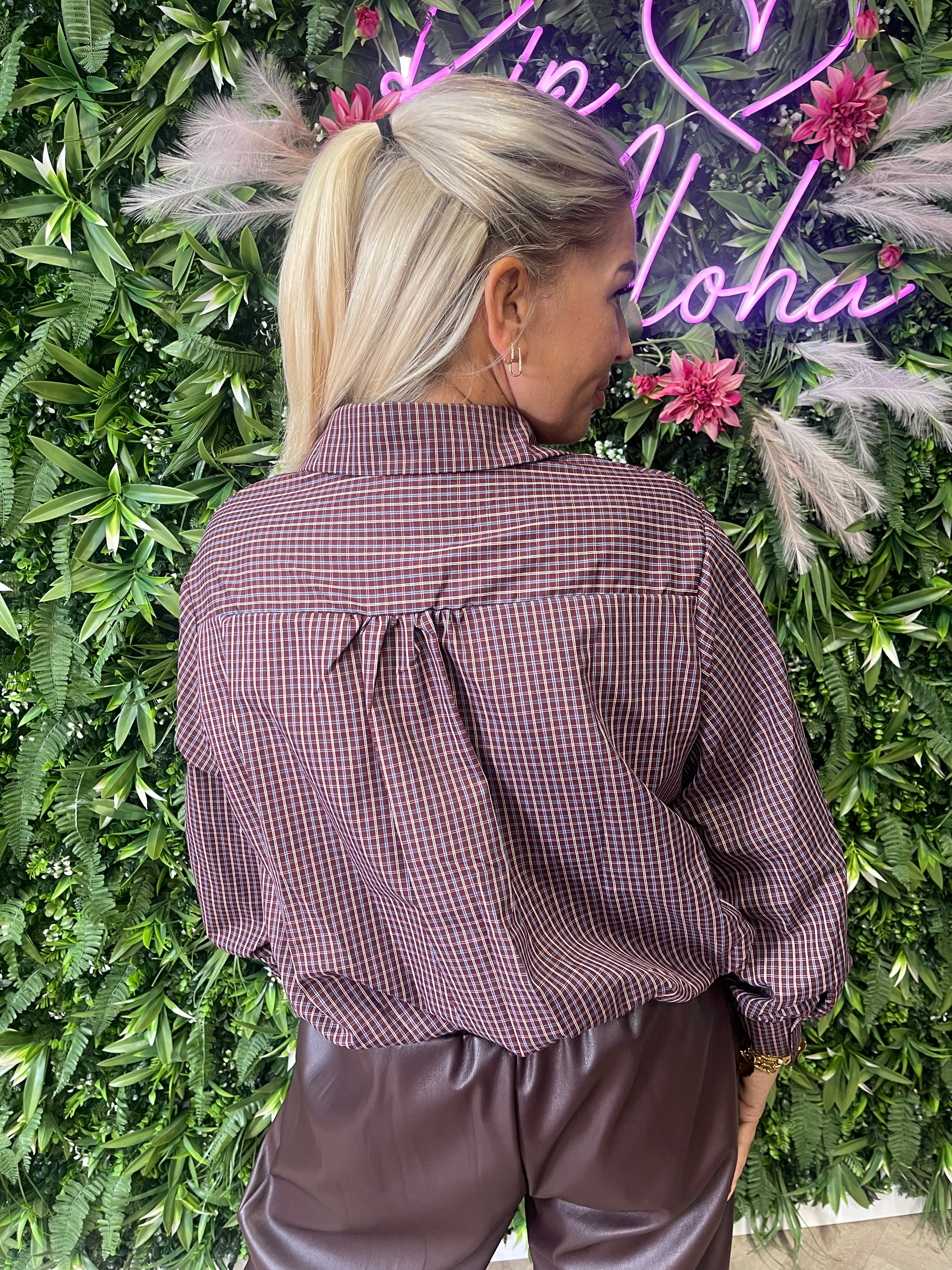 Cropped blouse houthakker aubergine