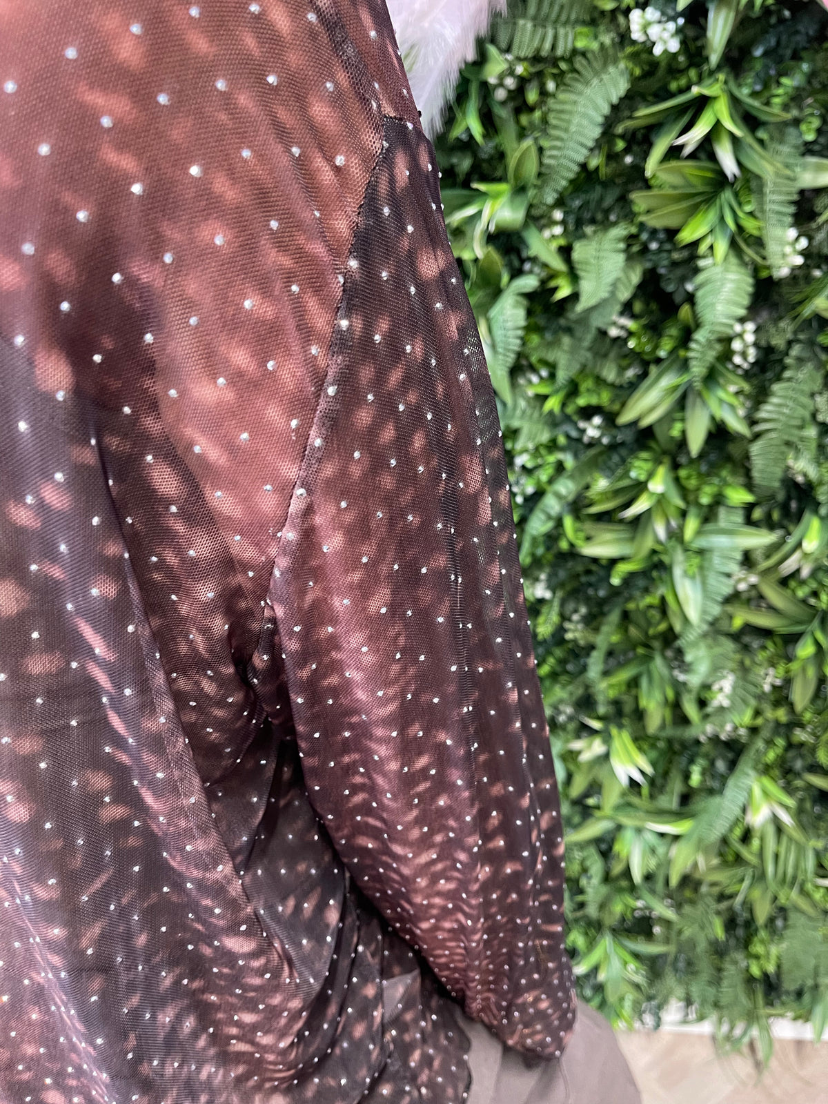 Mesh top strass print bambi donkerbruin