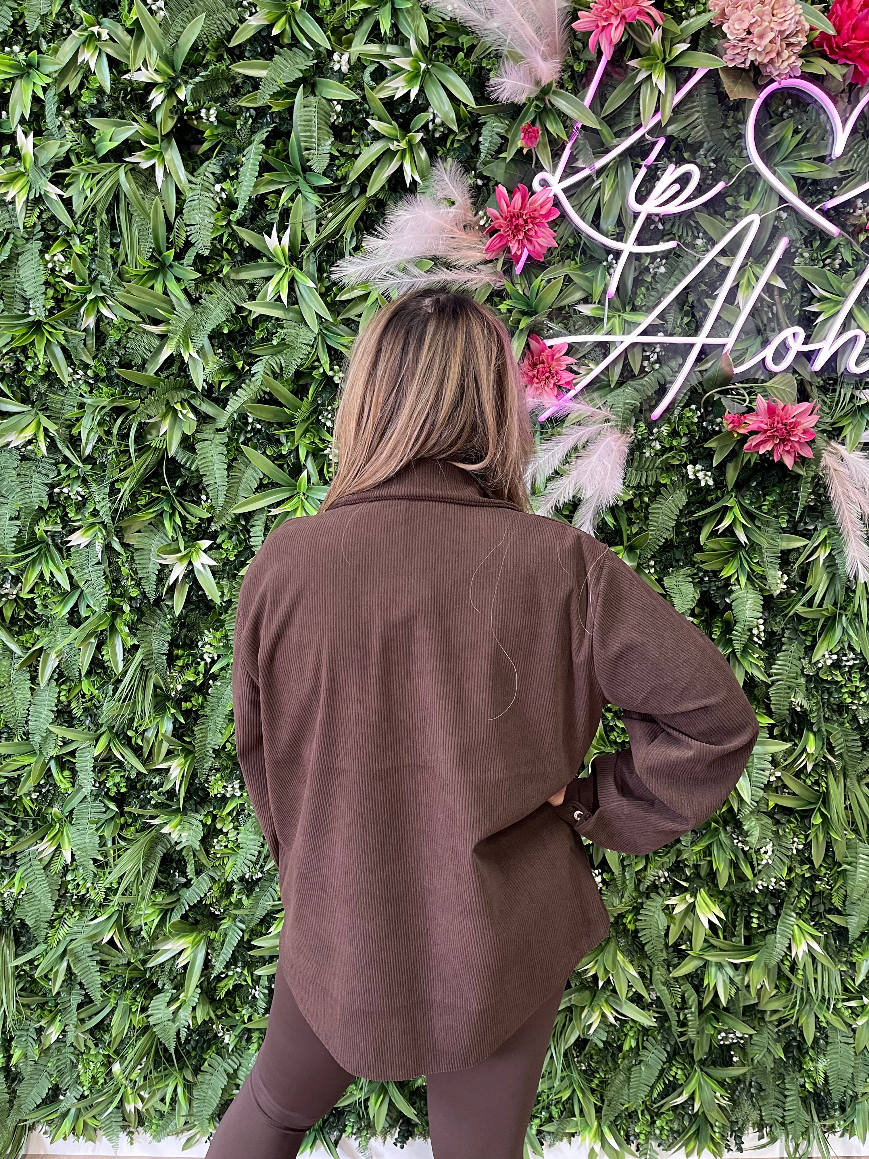 Korte corduroy blouse donkerbruin