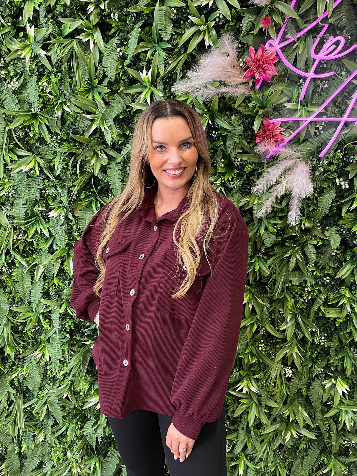 Korte corduroy blouse bordeaux
