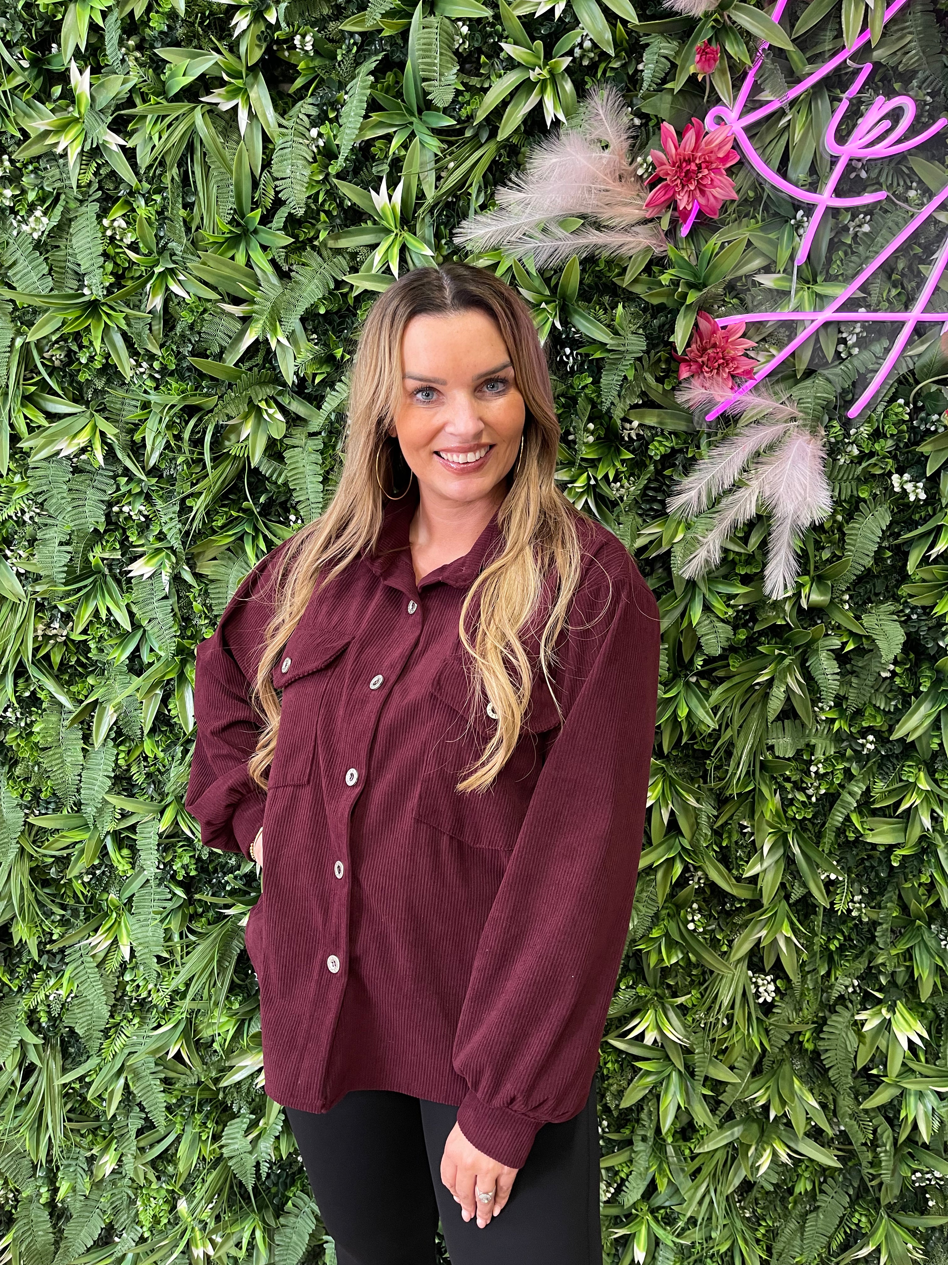 Korte corduroy blouse bordeaux