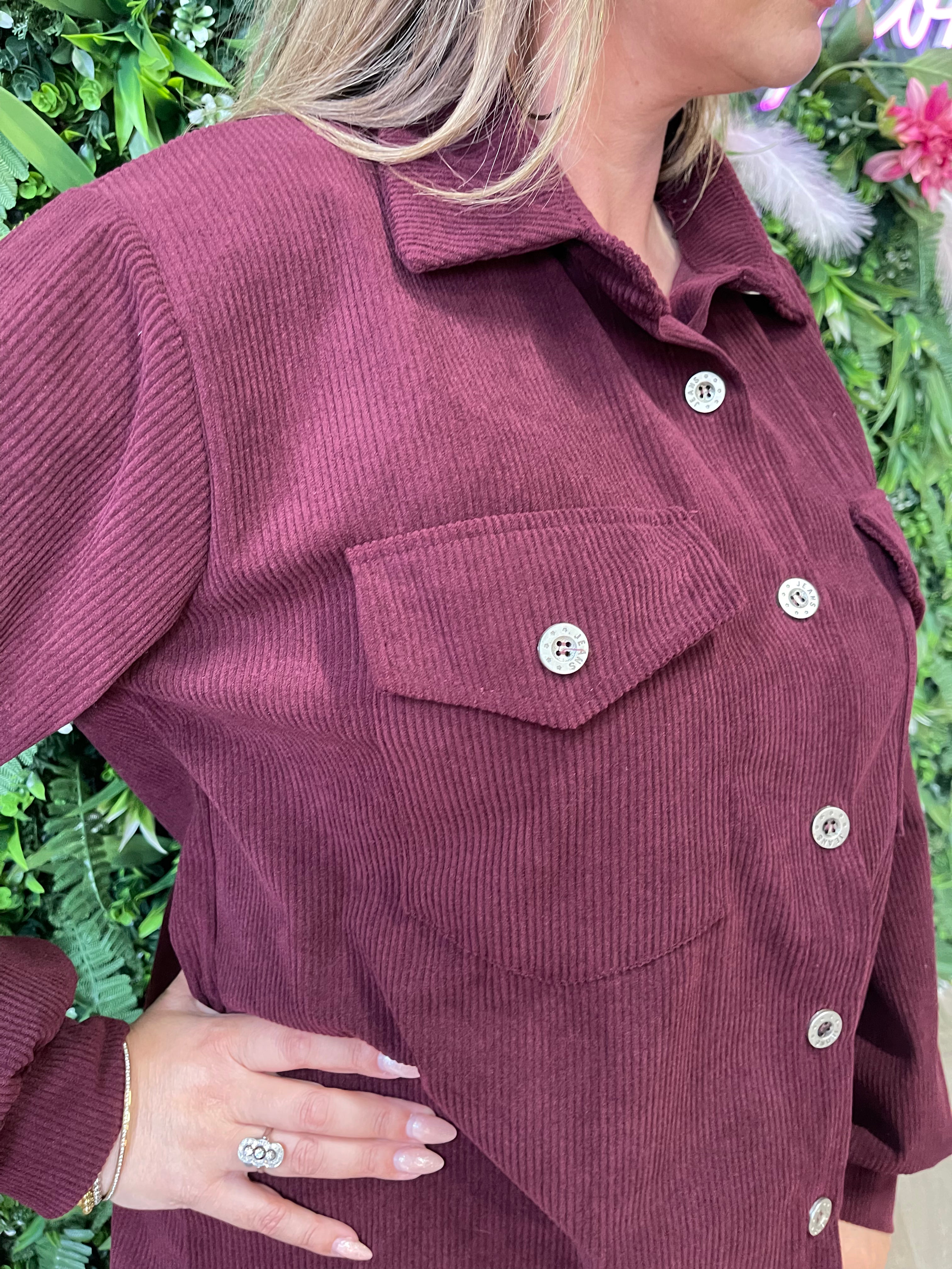Korte corduroy blouse bordeaux