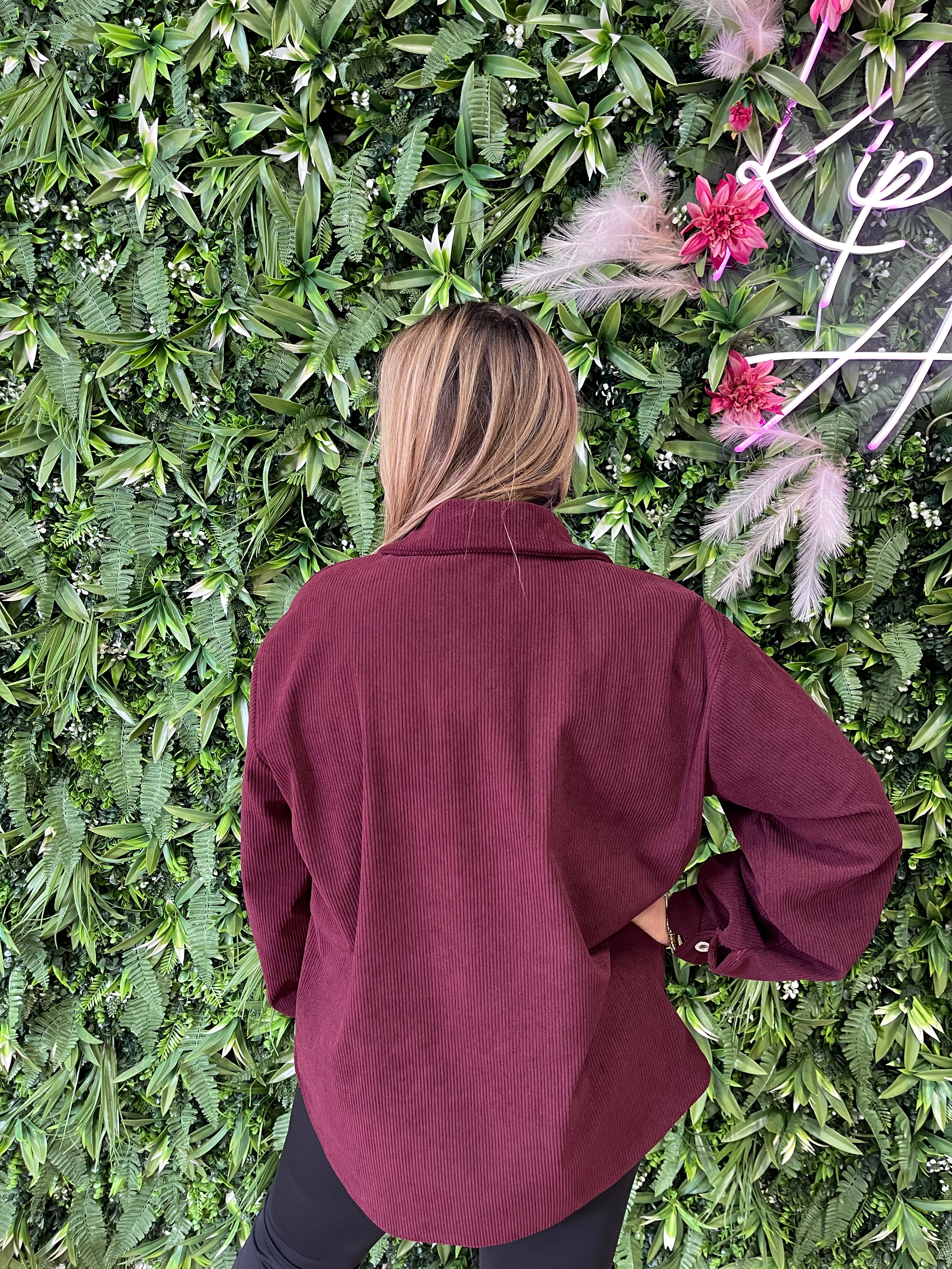 Korte corduroy blouse bordeaux