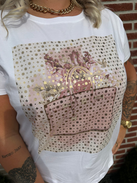 T-shirt met print tas louisa detail roze