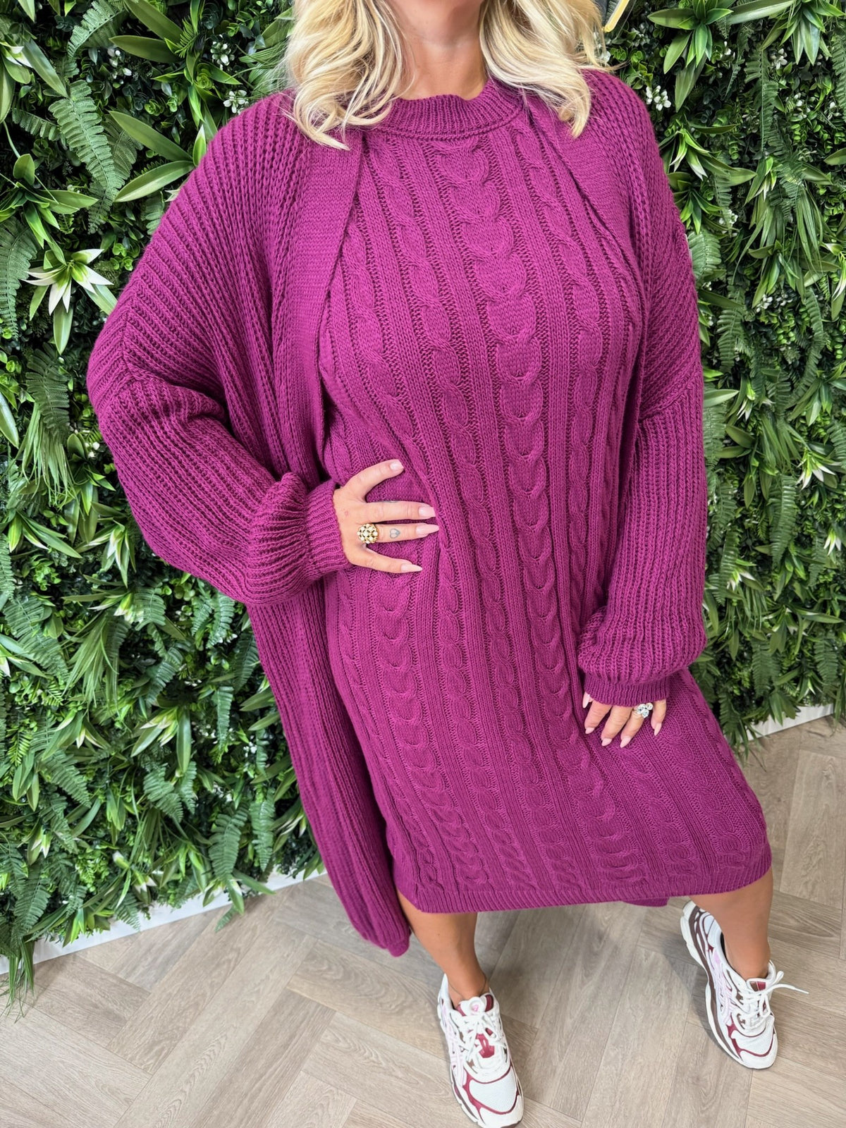 Jurk met vest set cyclaam