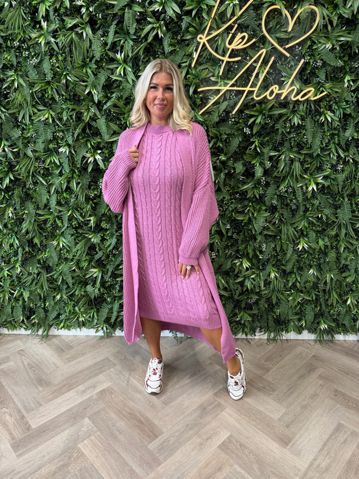 Jurk met vest set roze