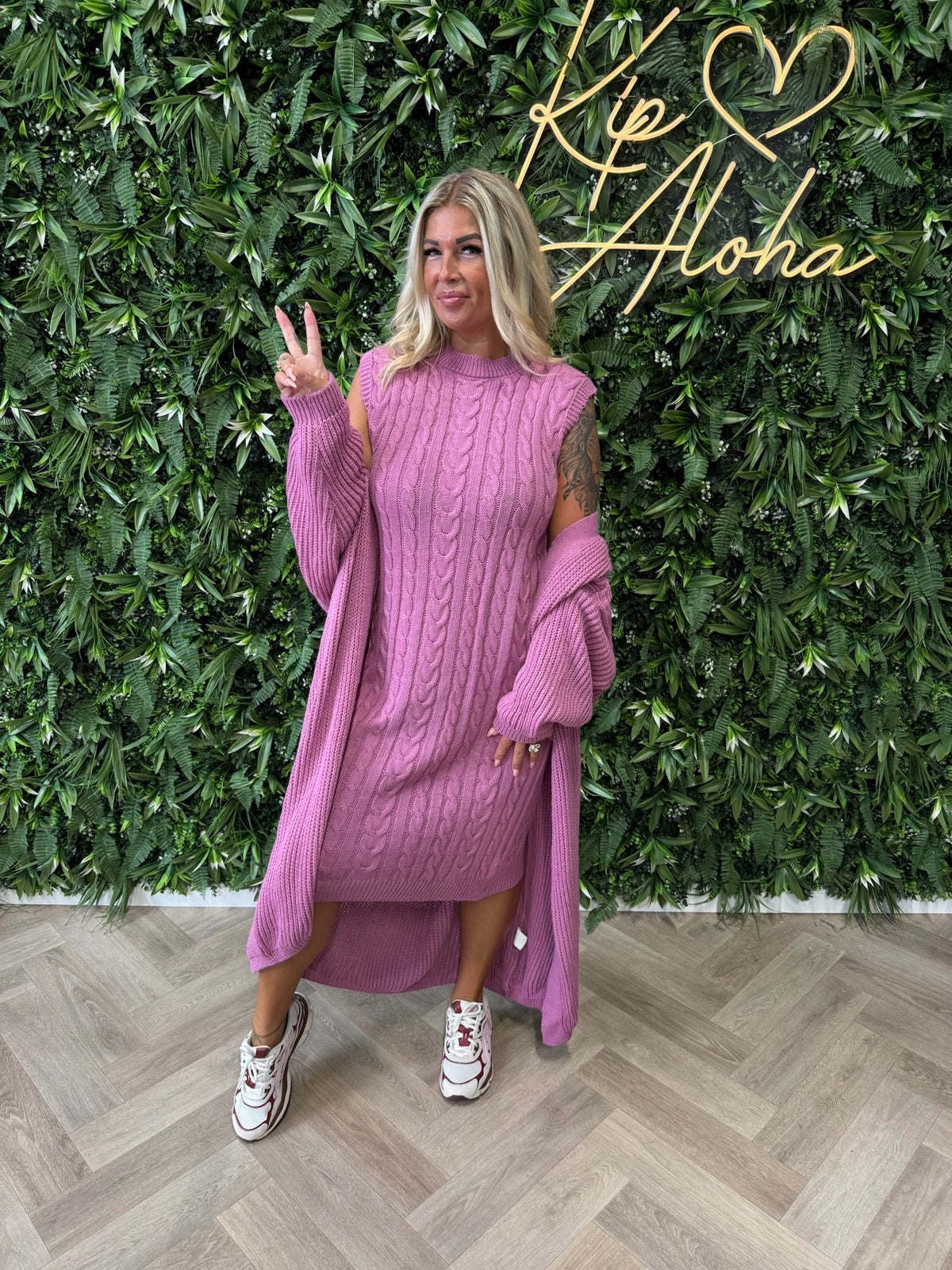 Jurk met vest set roze