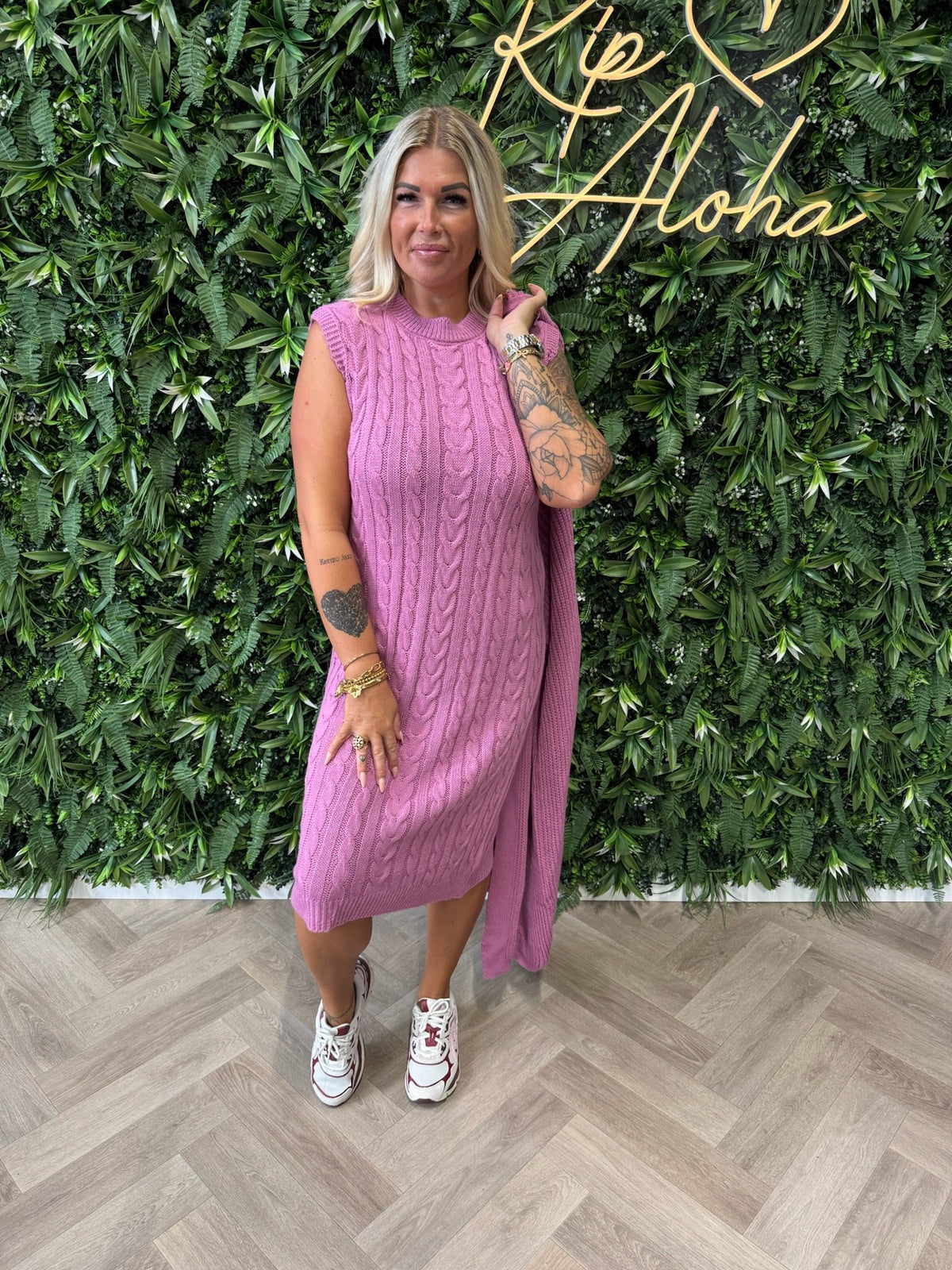 Jurk met vest set roze