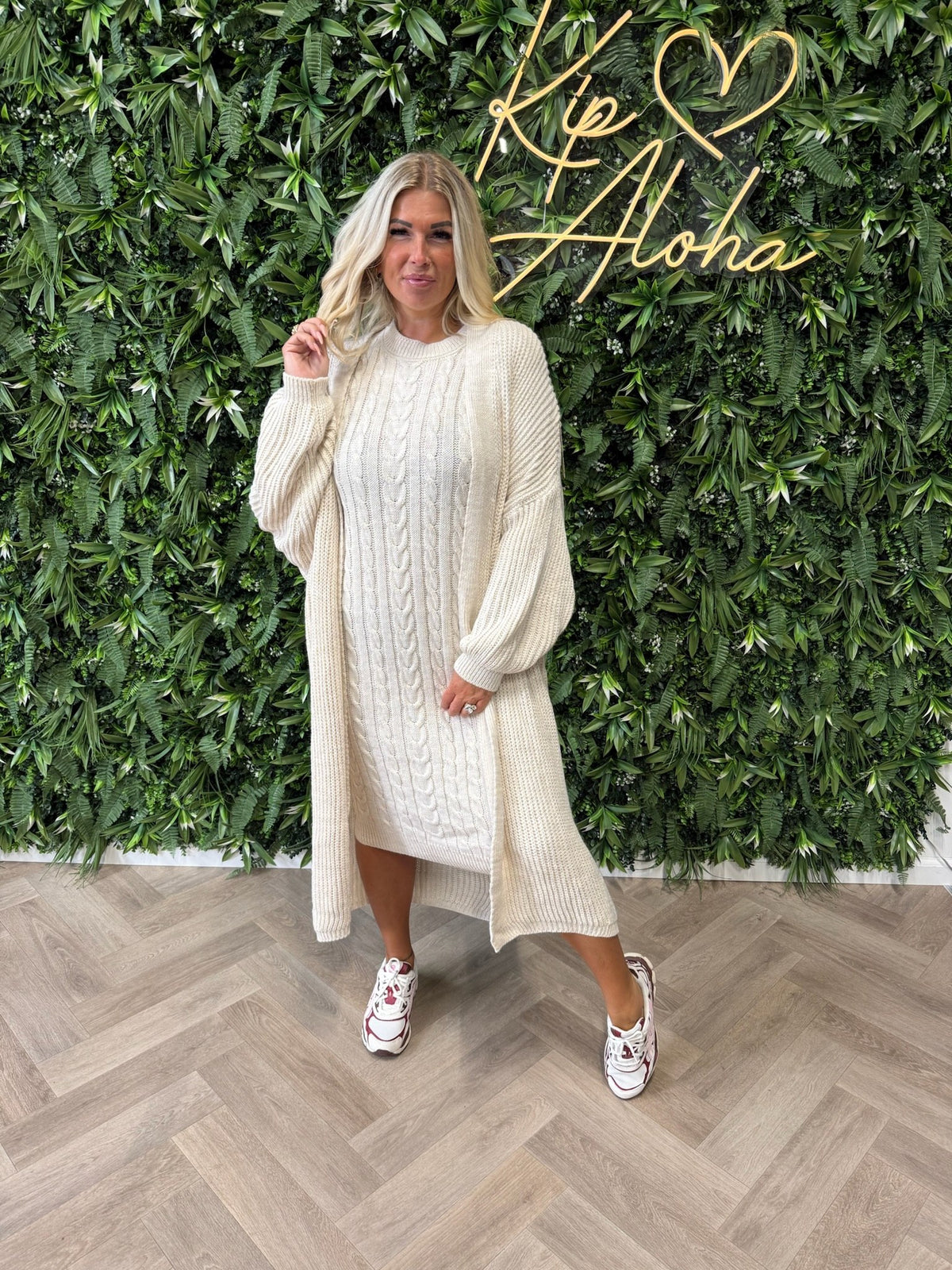Jurk met vest set creme