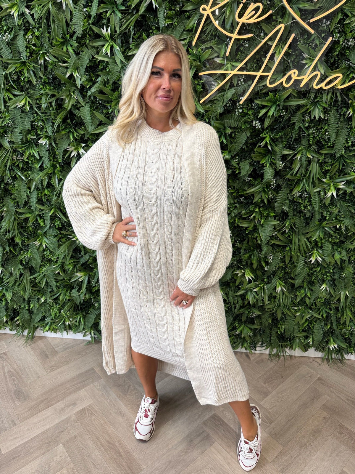 Jurk met vest set creme