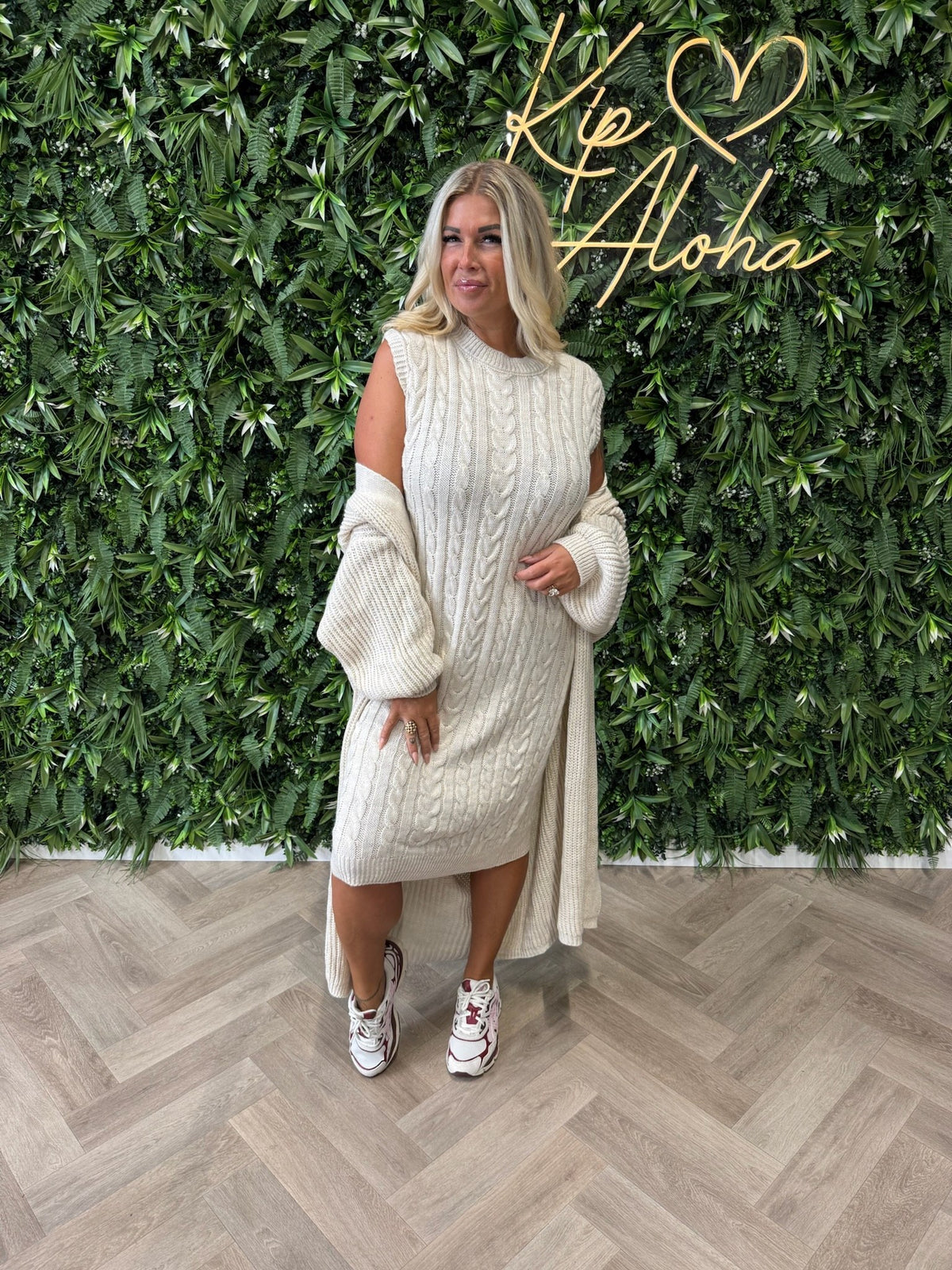 Jurk met vest set creme
