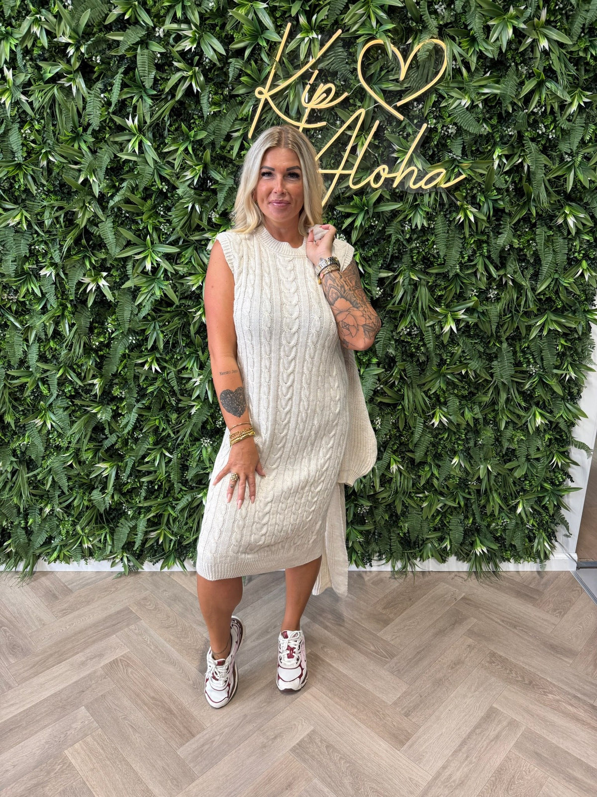 Jurk met vest set creme