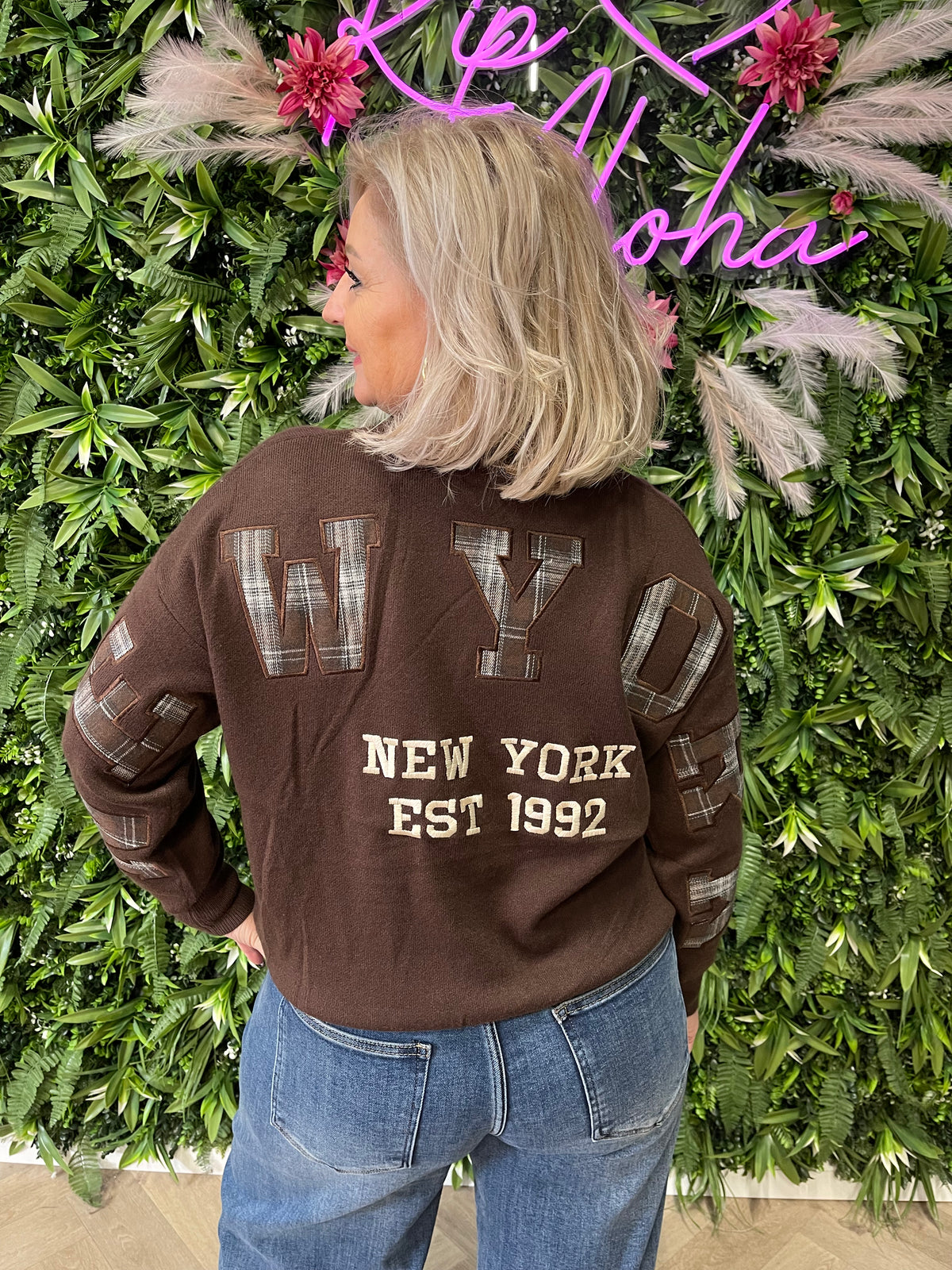 Gebreide trui NewYork donkerbruin