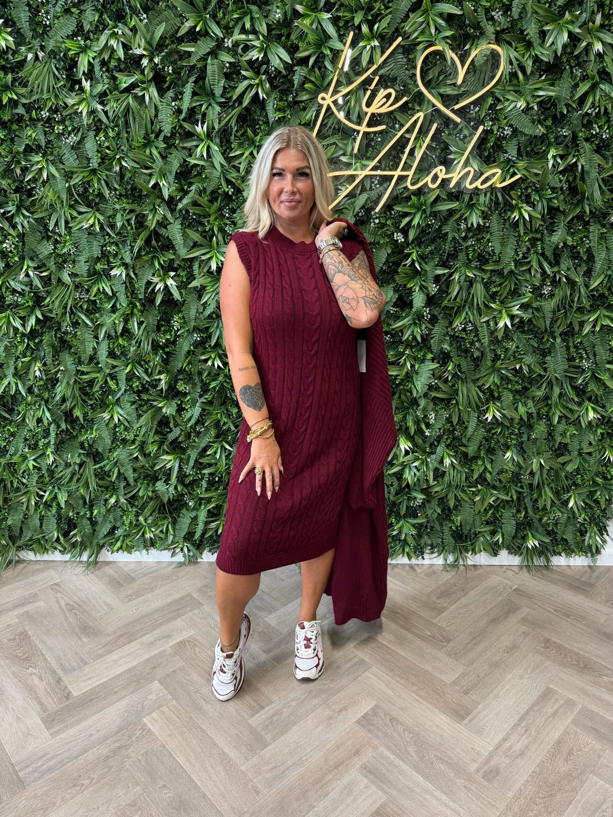 Jurk met vest set bordeaux
