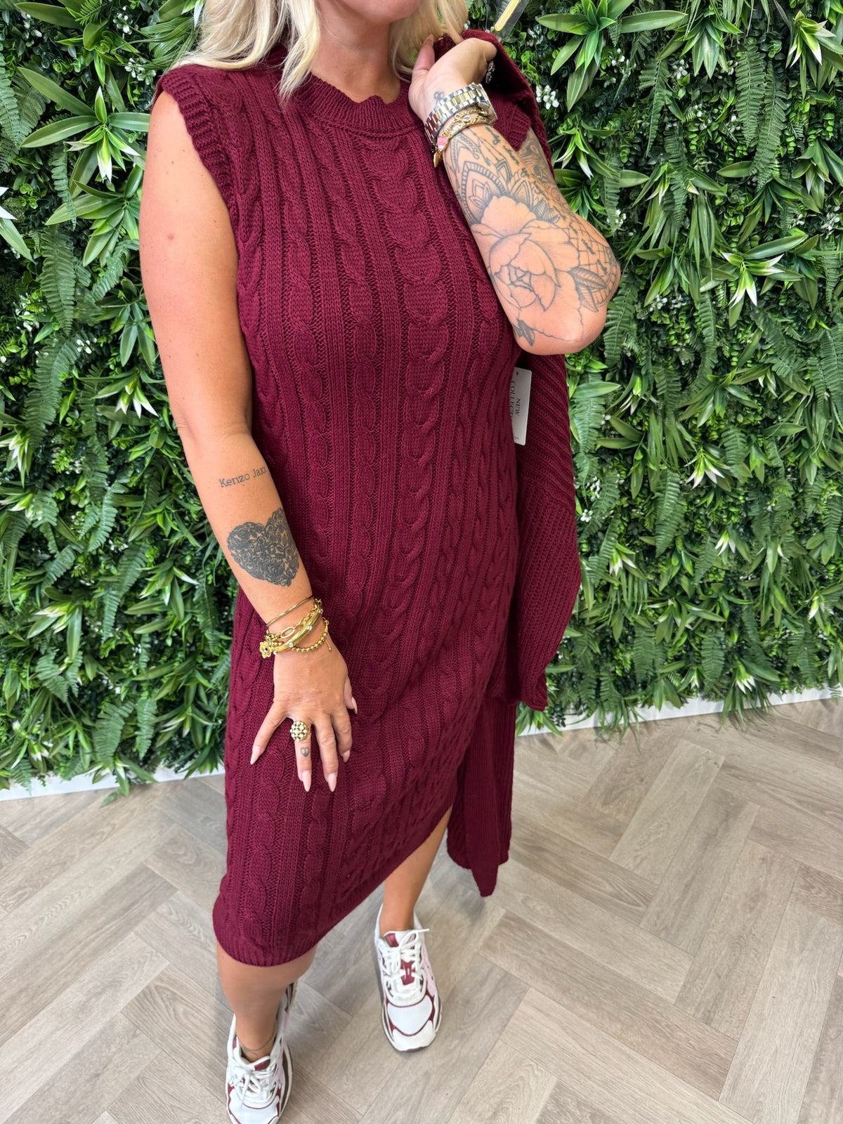 Jurk met vest set bordeaux