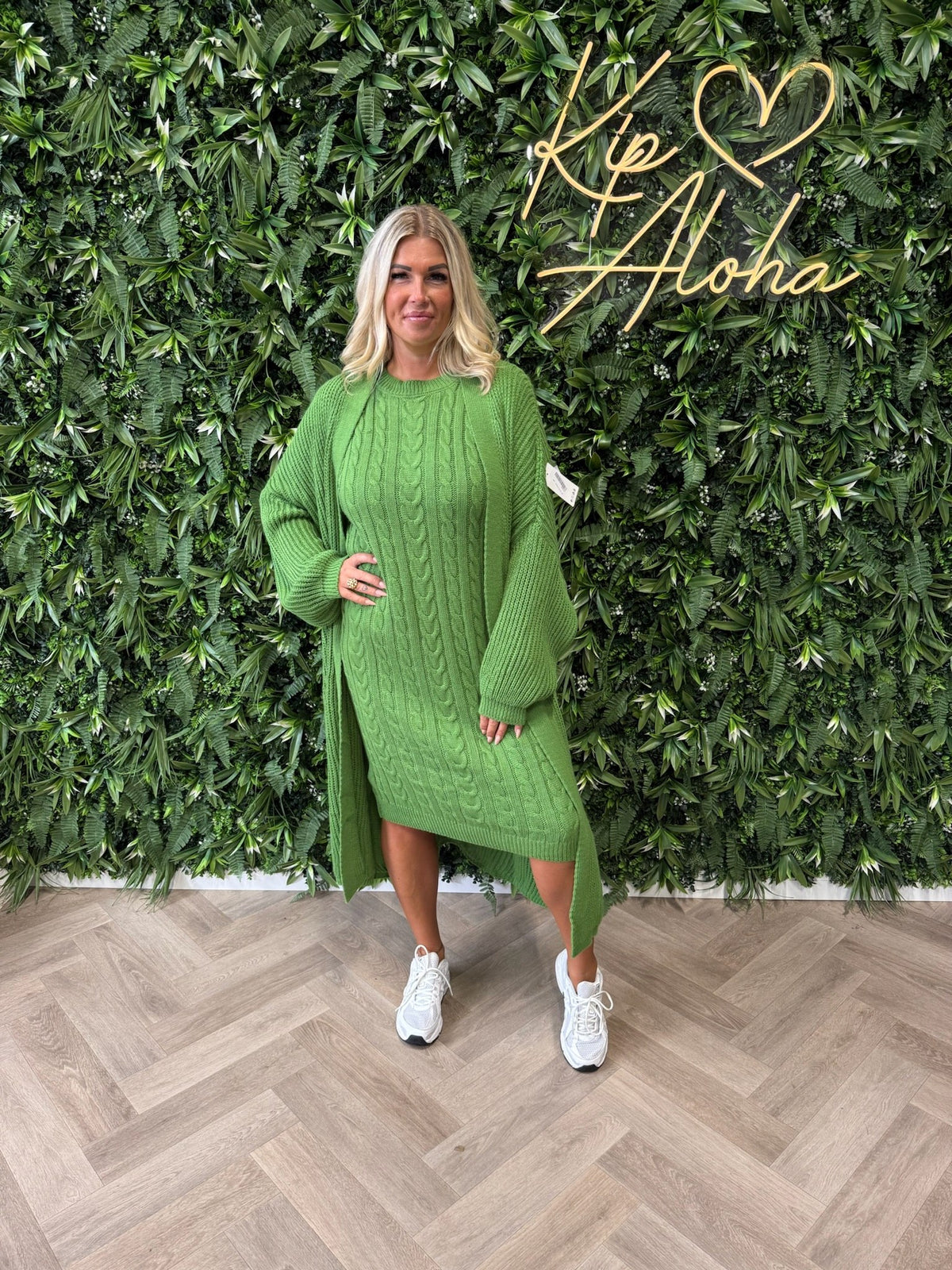 Jurk met vest set groen