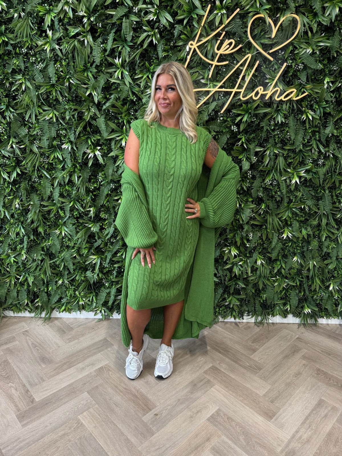 Jurk met vest set groen