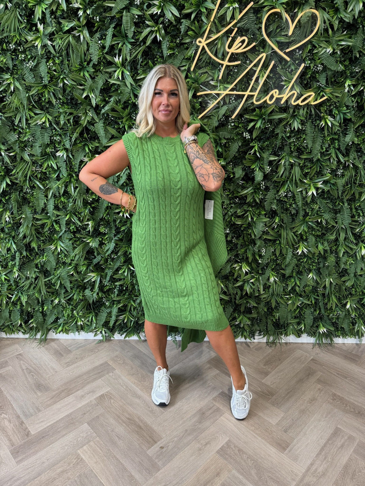 Jurk met vest set groen