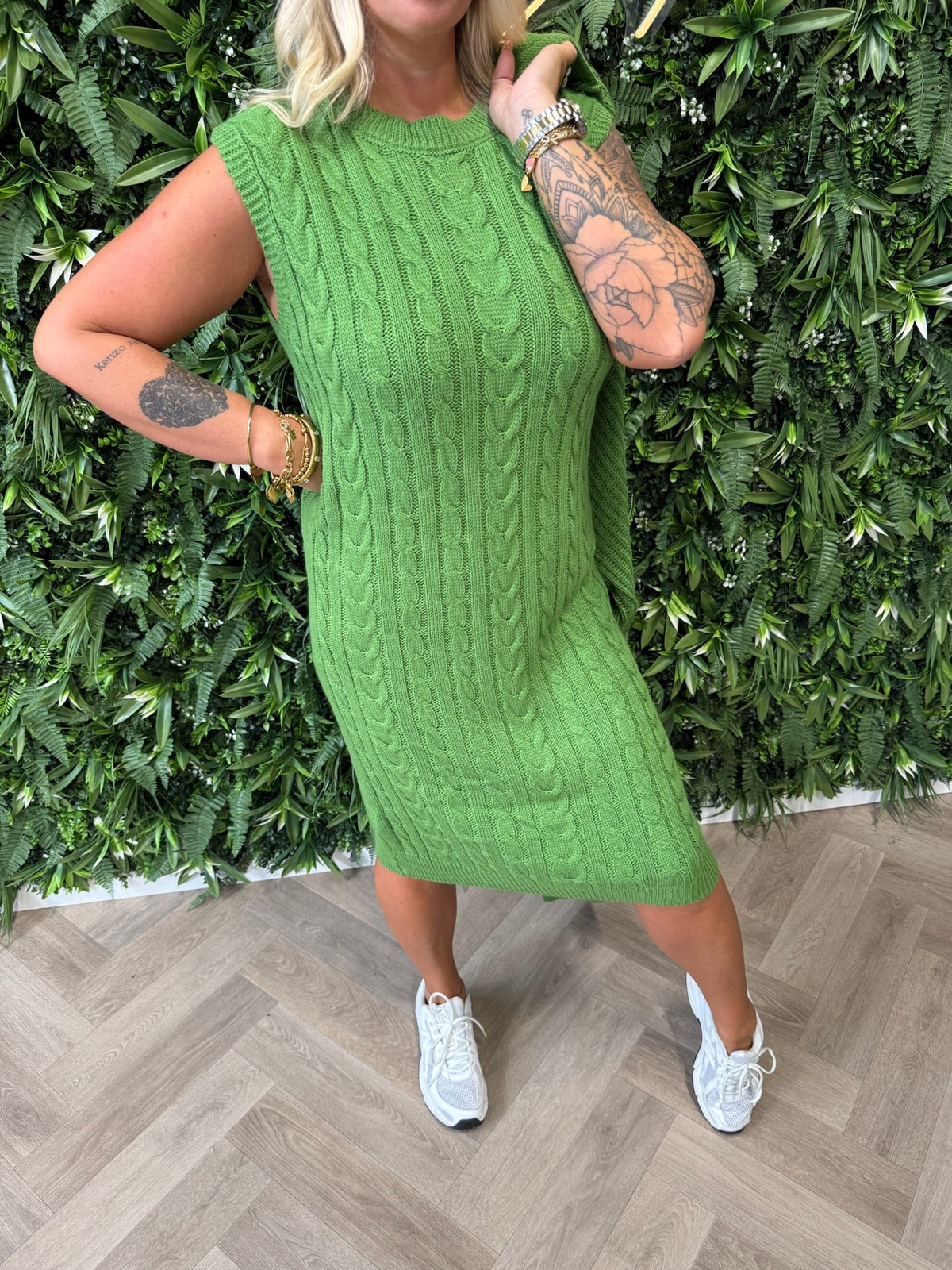 Jurk met vest set groen
