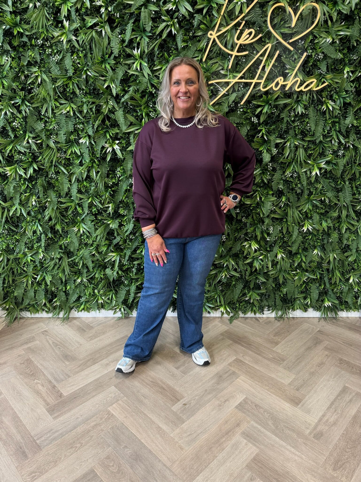 Sweater Le Marais panterprint aubergine