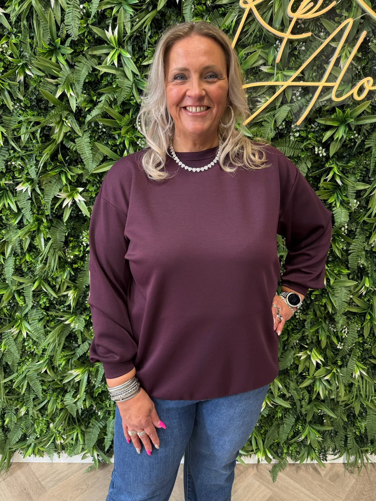 Sweater Le Marais panterprint aubergine