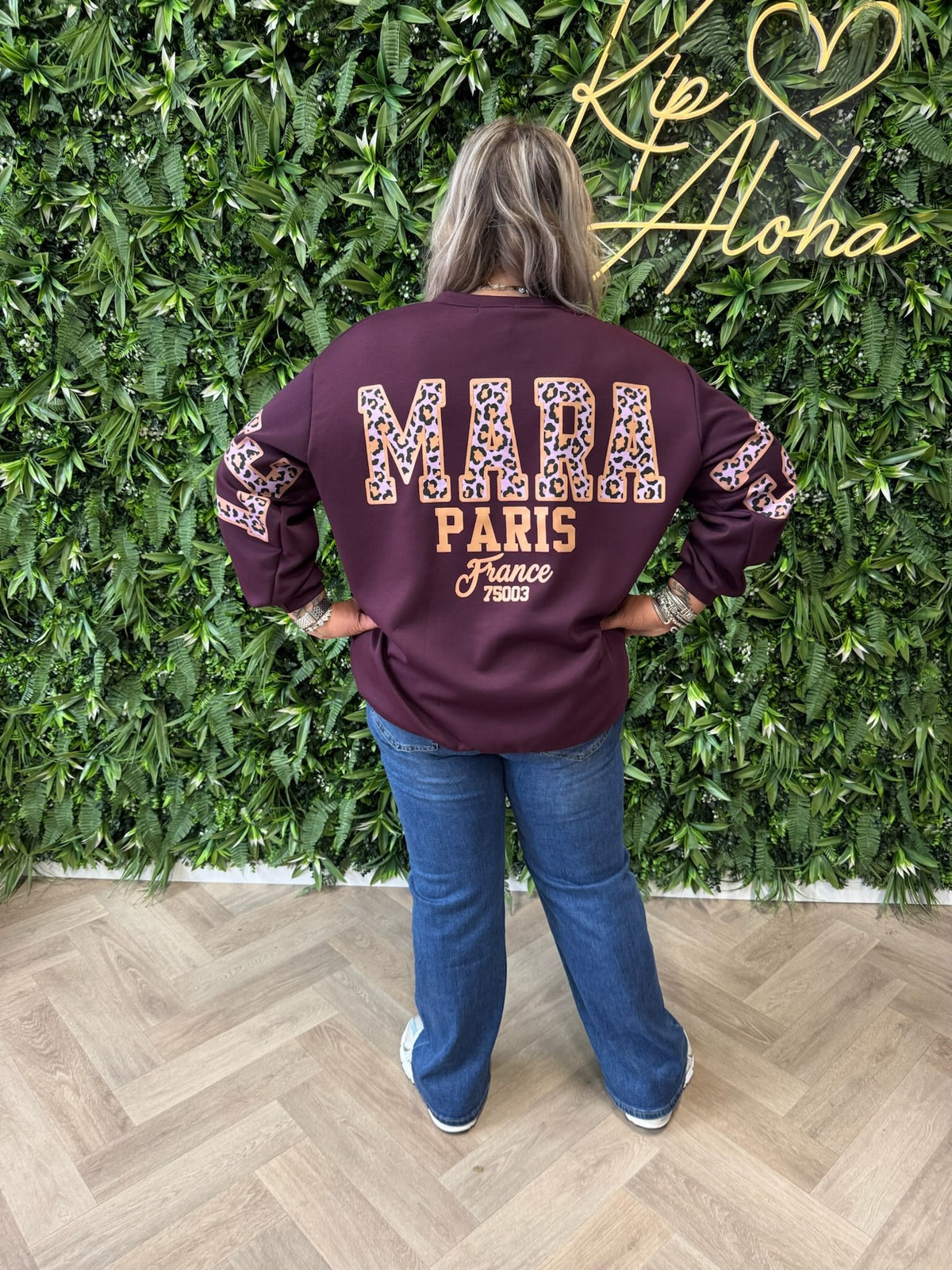 Sweater Le Marais panterprint aubergine