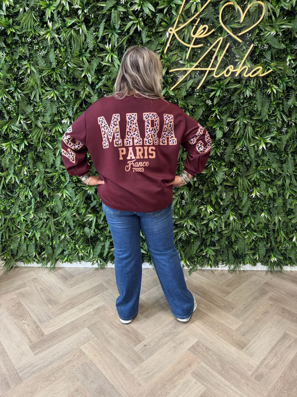 Sweater Le Marais panterprint bordeaux