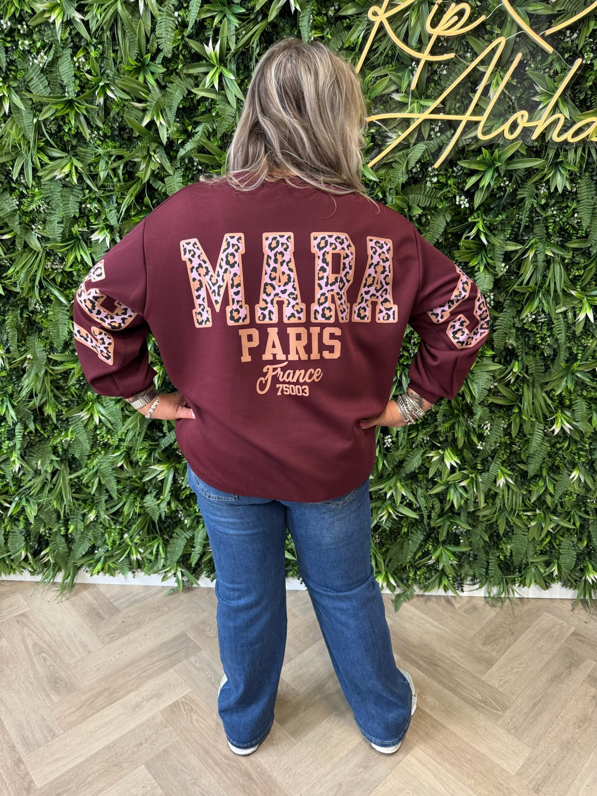 Sweater Le Marais panterprint bordeaux