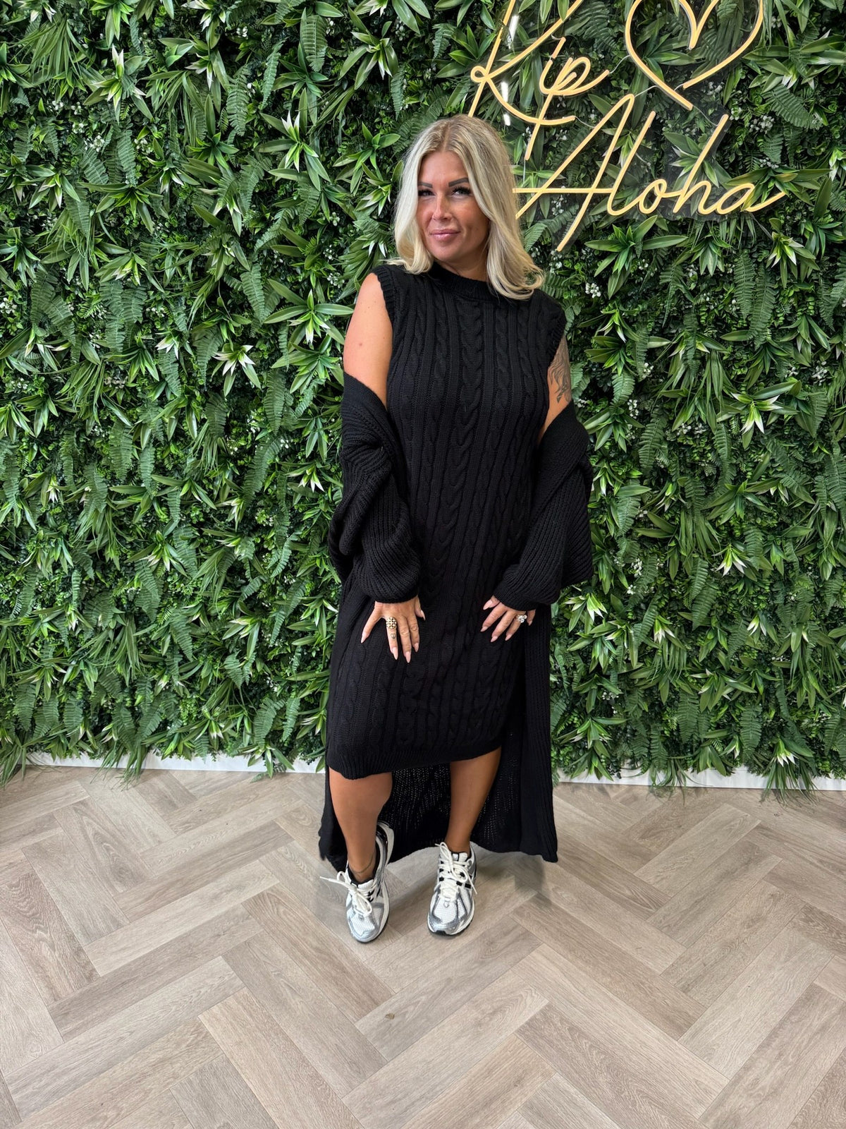 Jurk met vest set zwart
