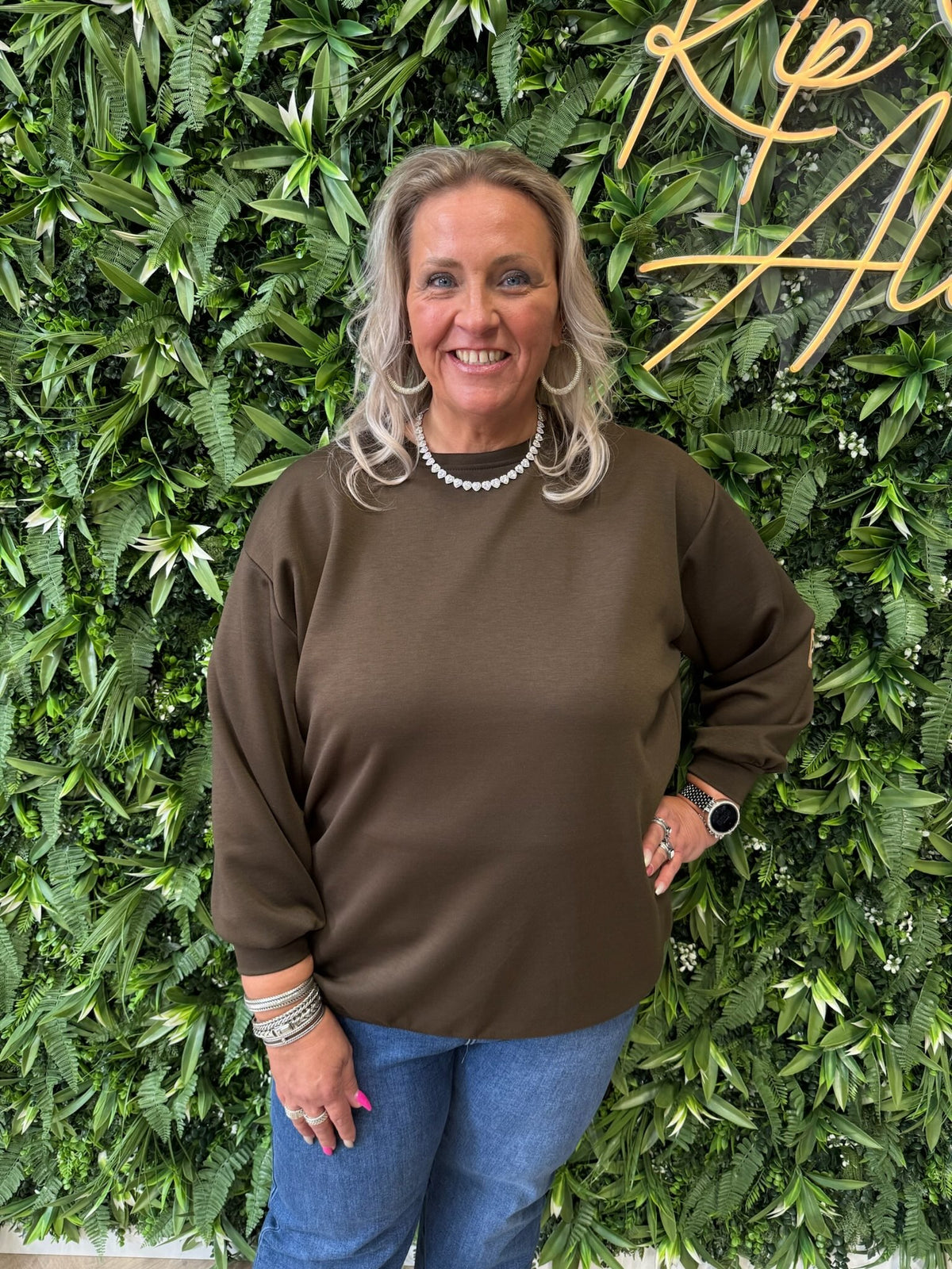 Sweater Le Marais panterprint donkerbruin