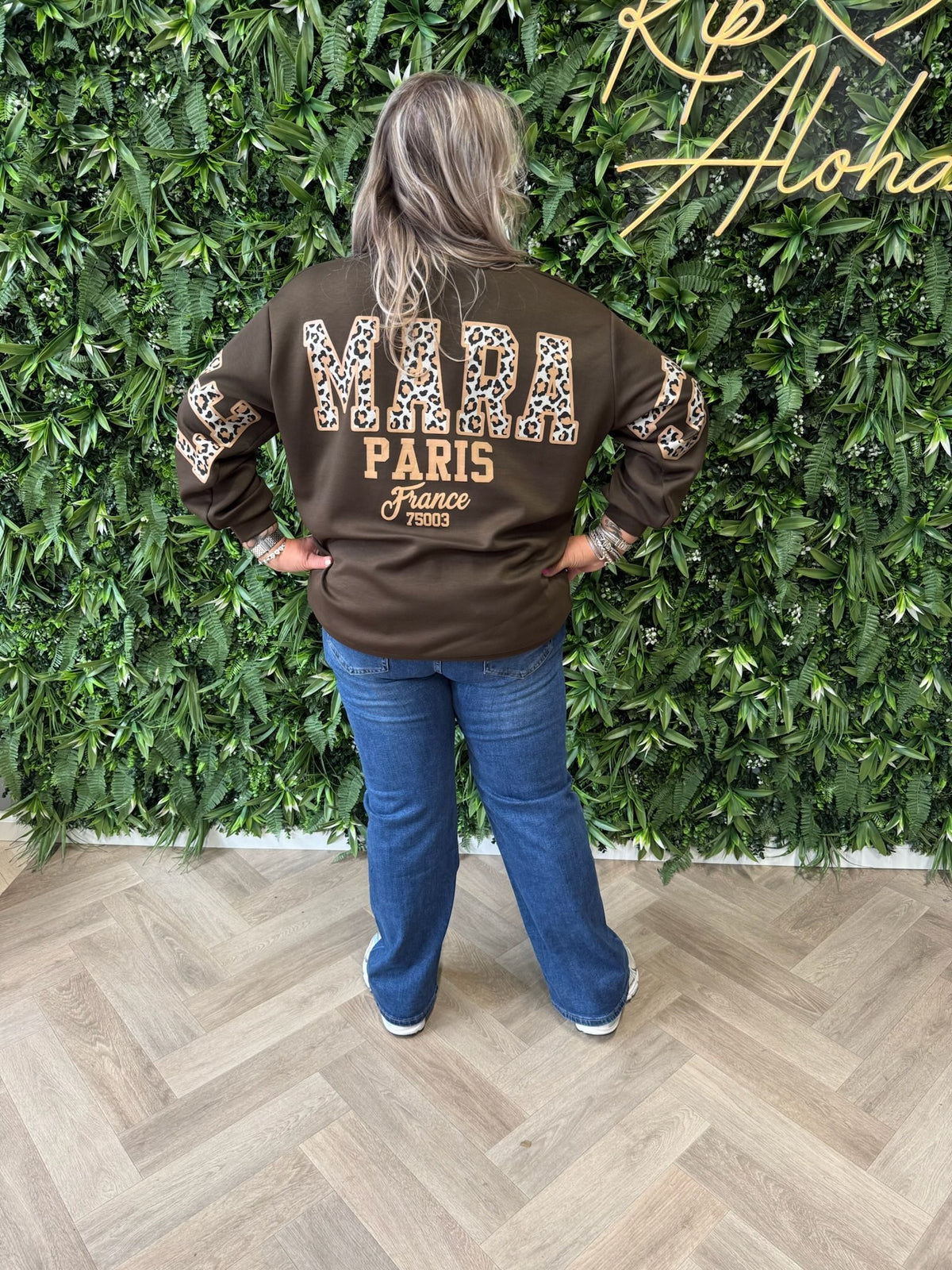 Sweater Le Marais panterprint donkerbruin