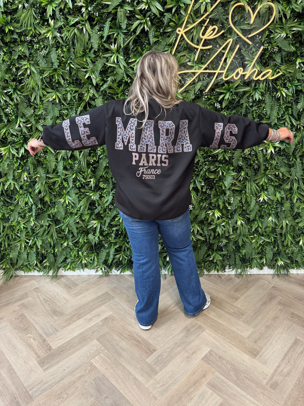 Sweater Le Marais panterprint zwart