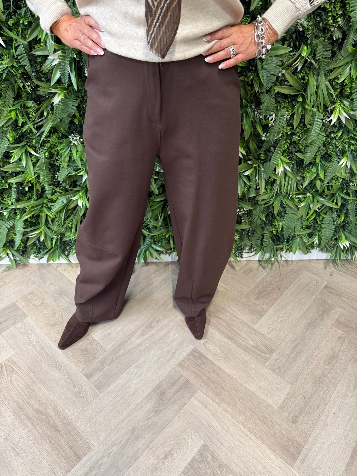 Barrel pantalon broek donkerbruin