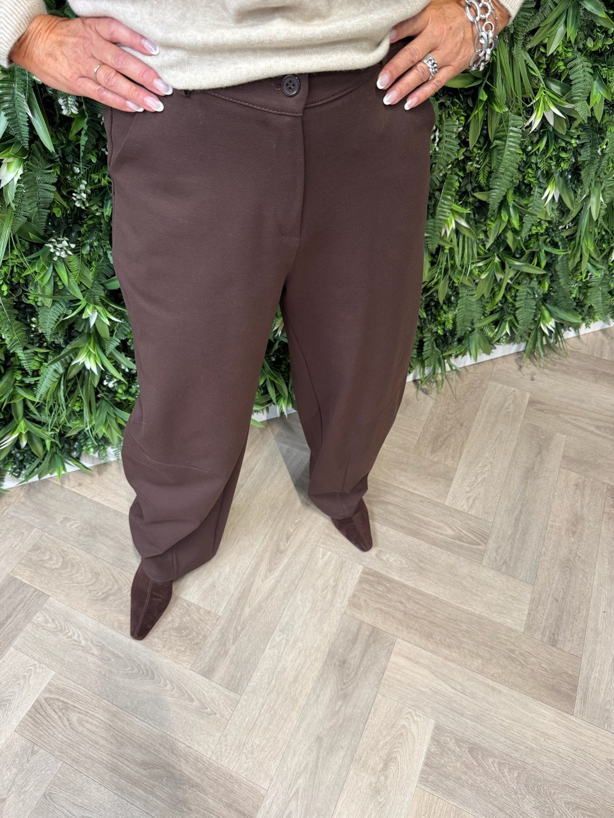 Barrel pantalon broek donkerbruin