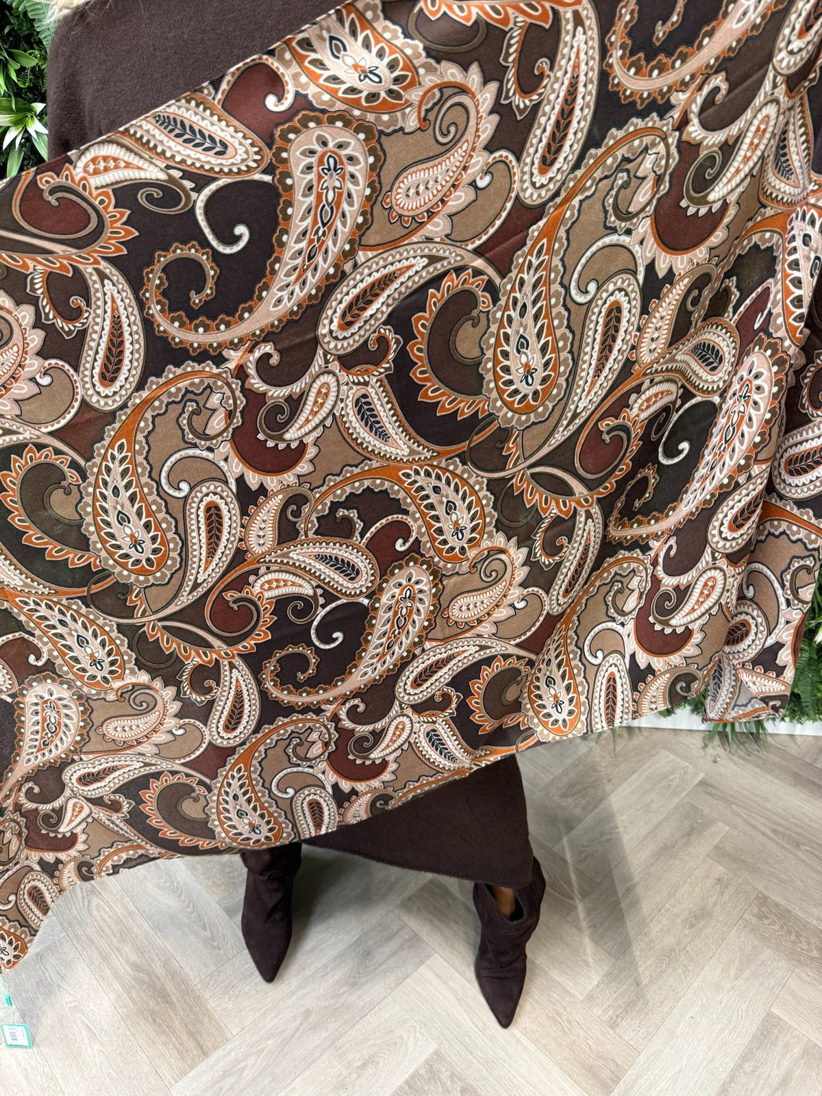 Sjaal paisley bruin/camel