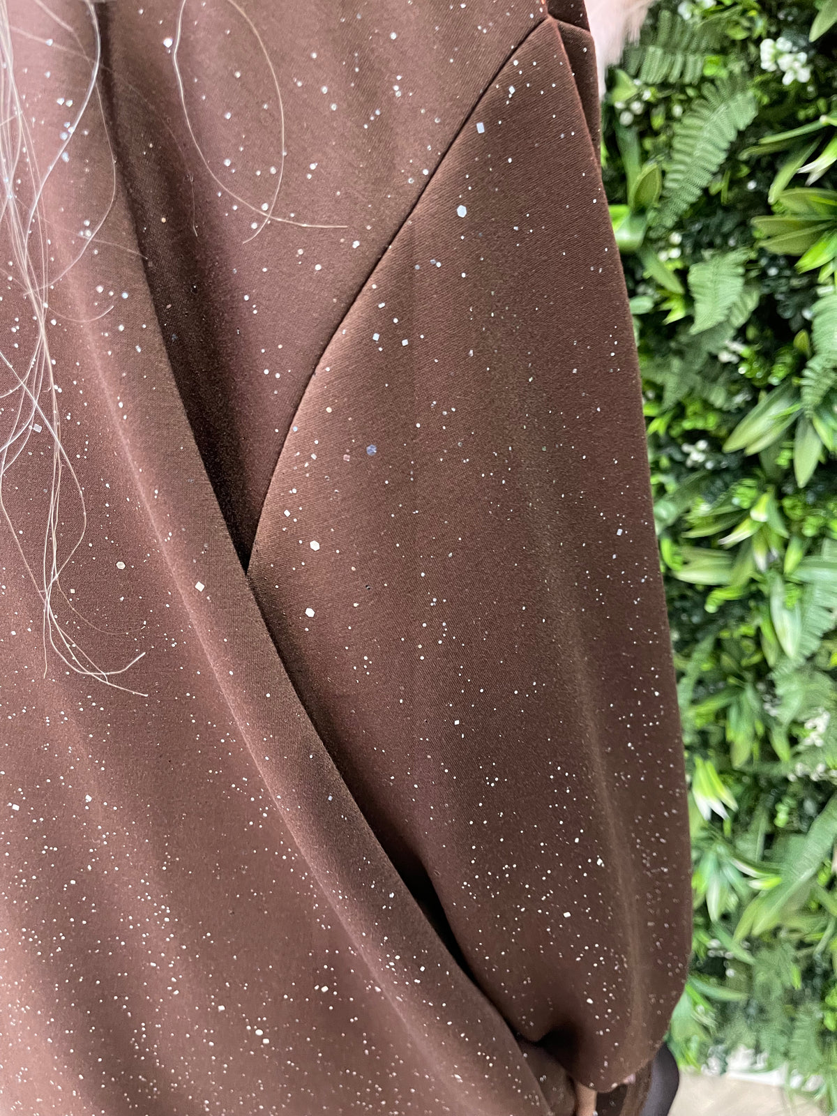 Tuniek glitter flakes met zakken bruin