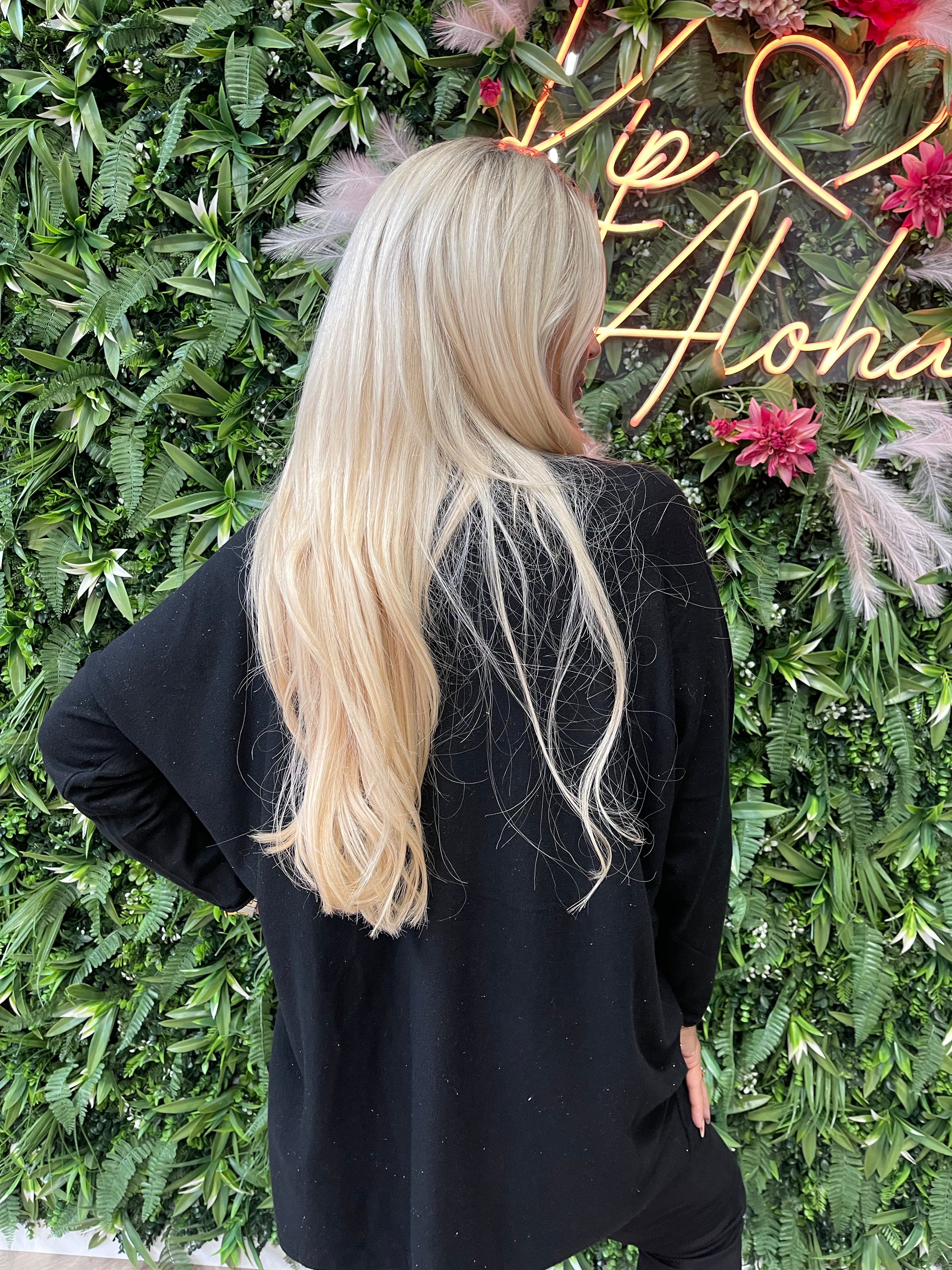 Trui v-hals glitter zwart