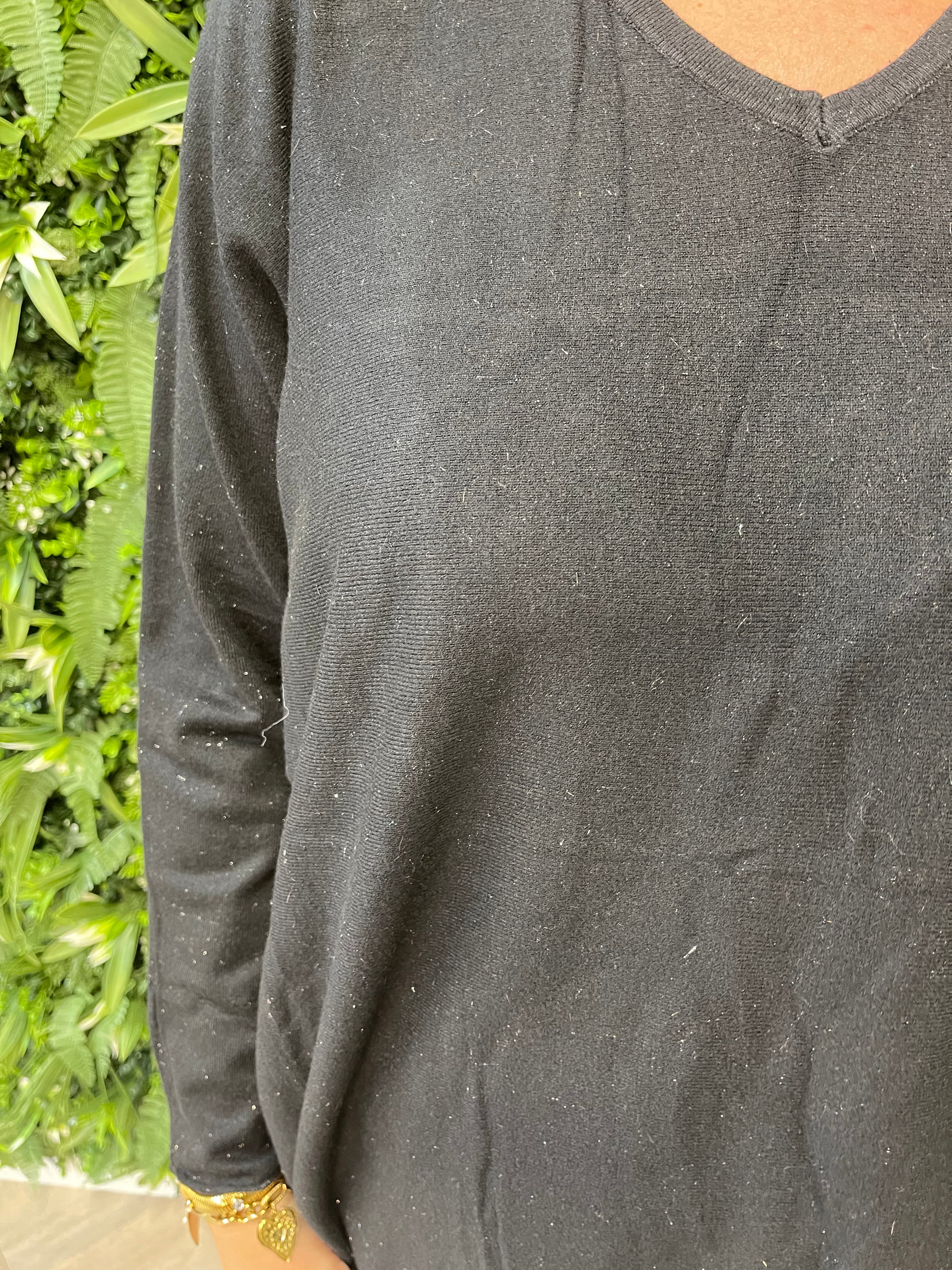 Trui v-hals glitter zwart