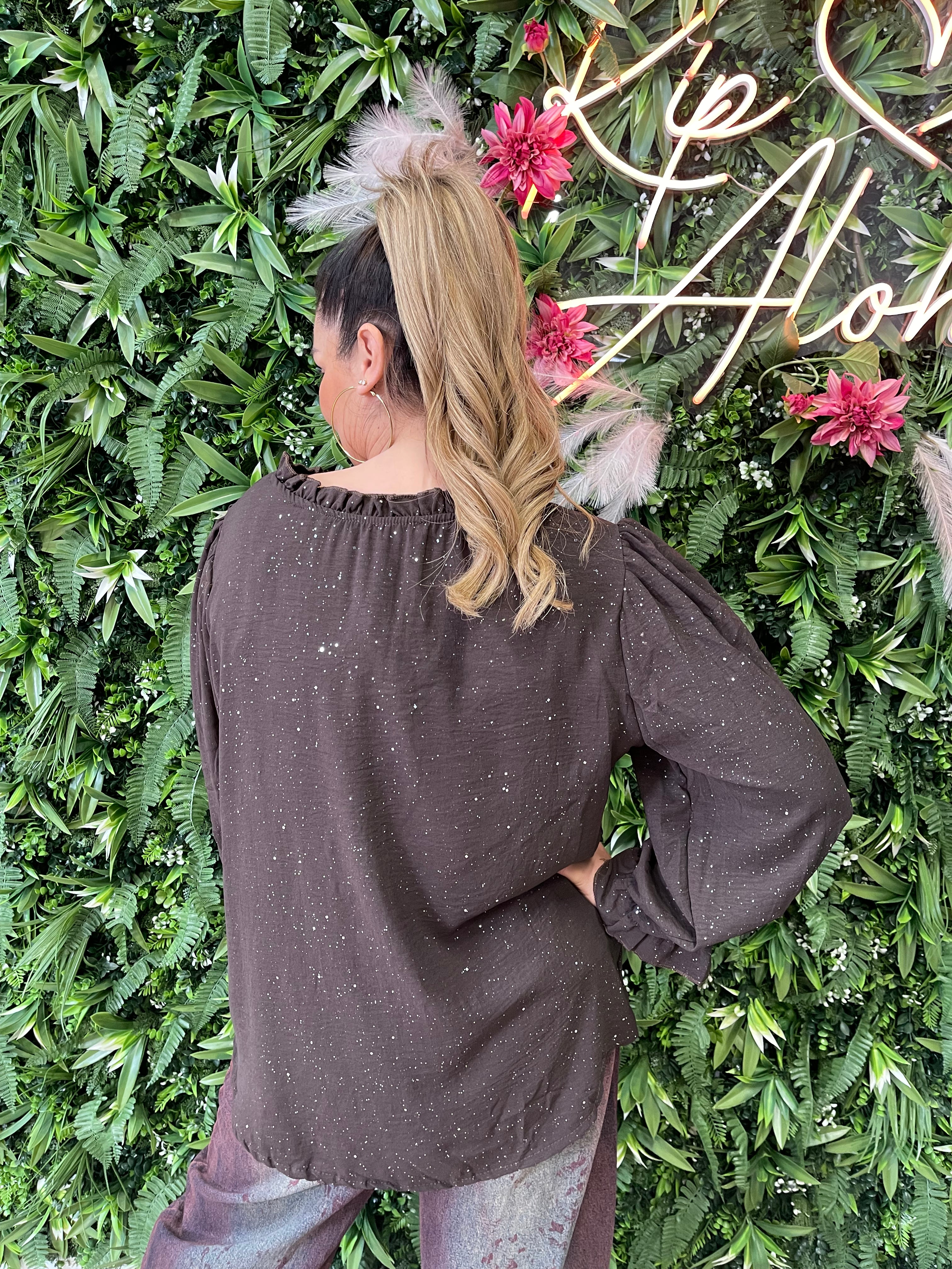 Top glitter flakes donkerbruin