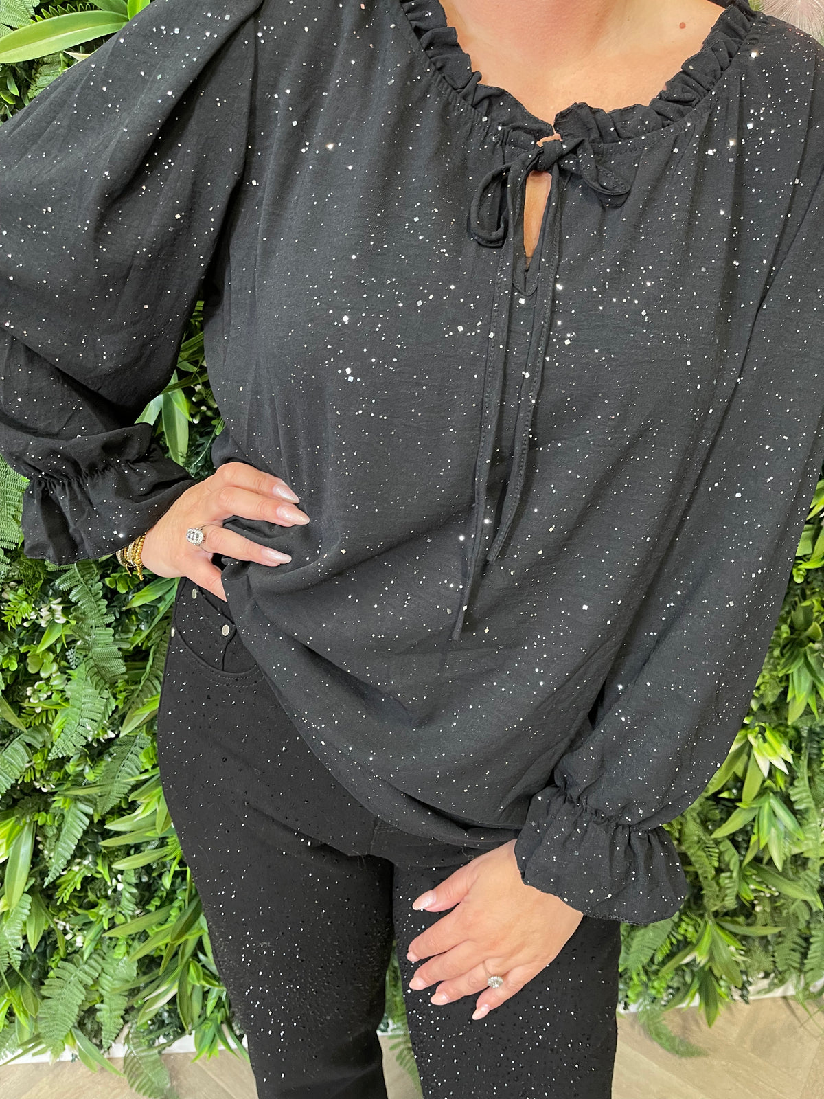 Top glitter flakes zwart
