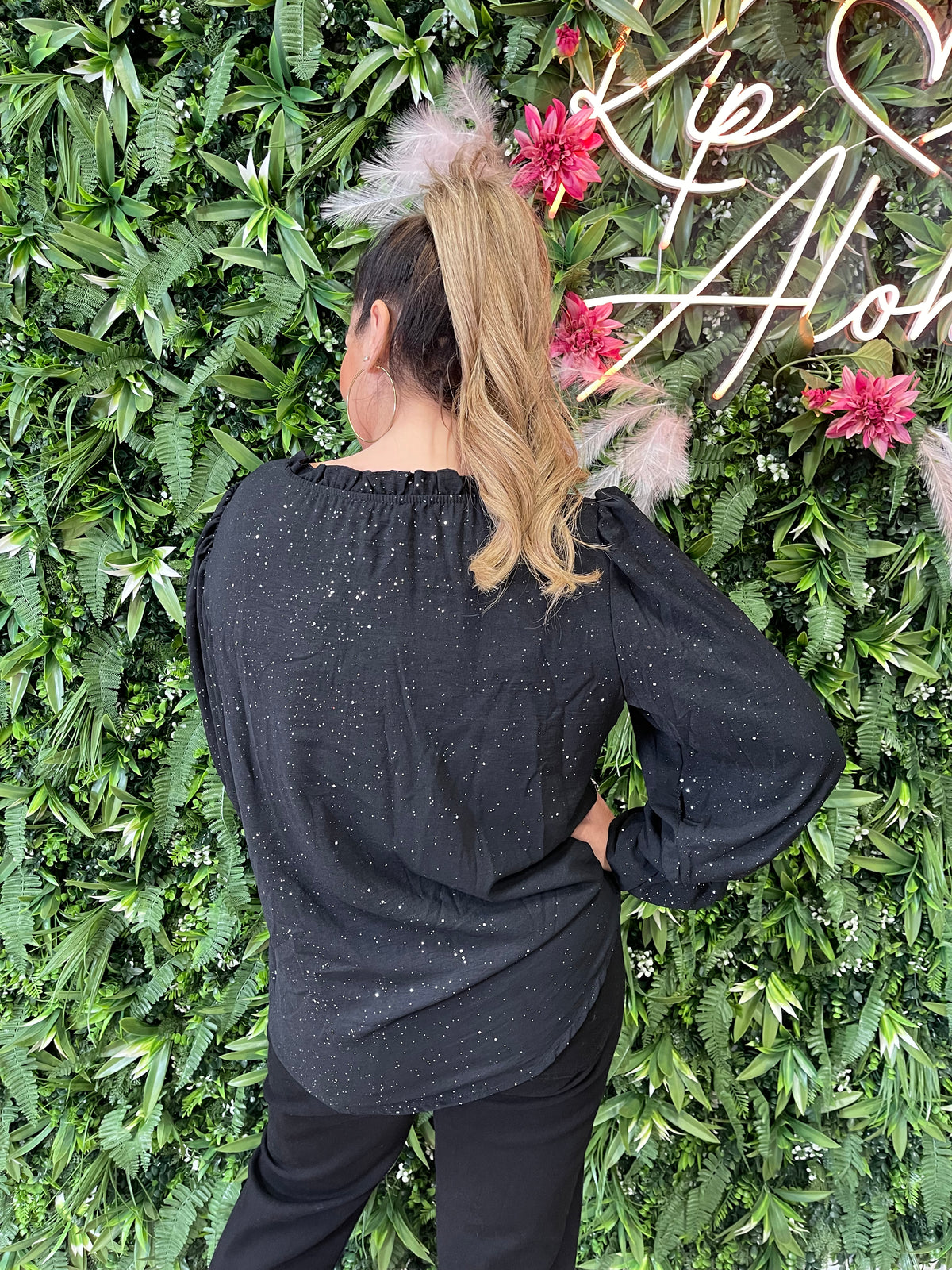 Top glitter flakes zwart