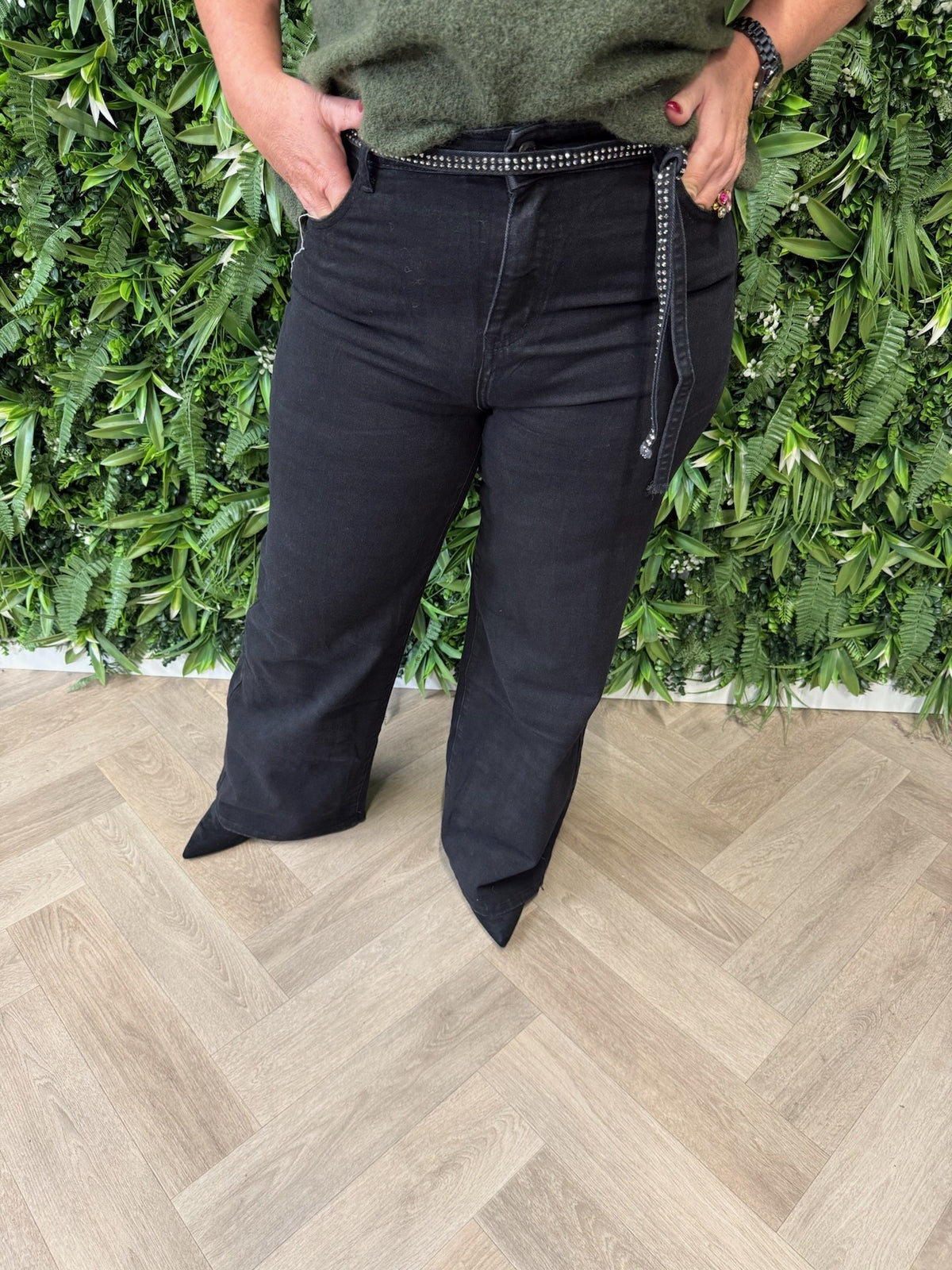 Redberry jeans met glitterkoord zwart