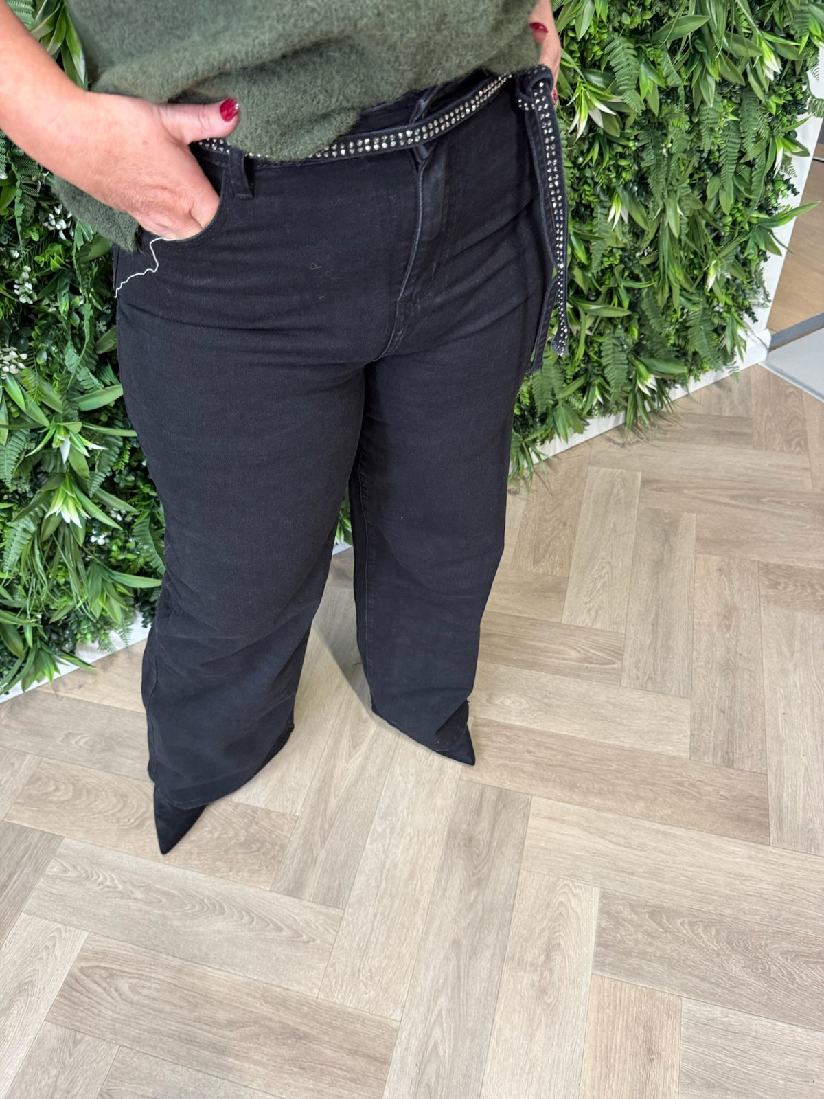 Redberry jeans met glitterkoord zwart