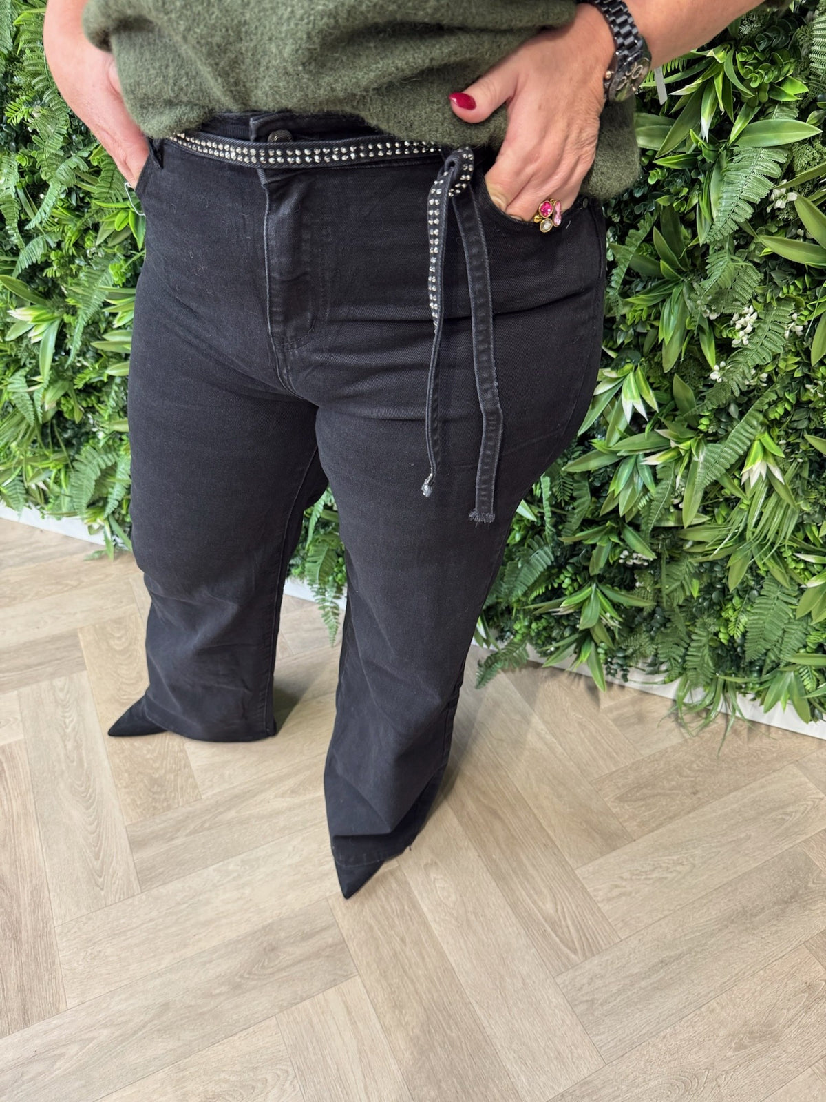 Redberry jeans met glitterkoord zwart