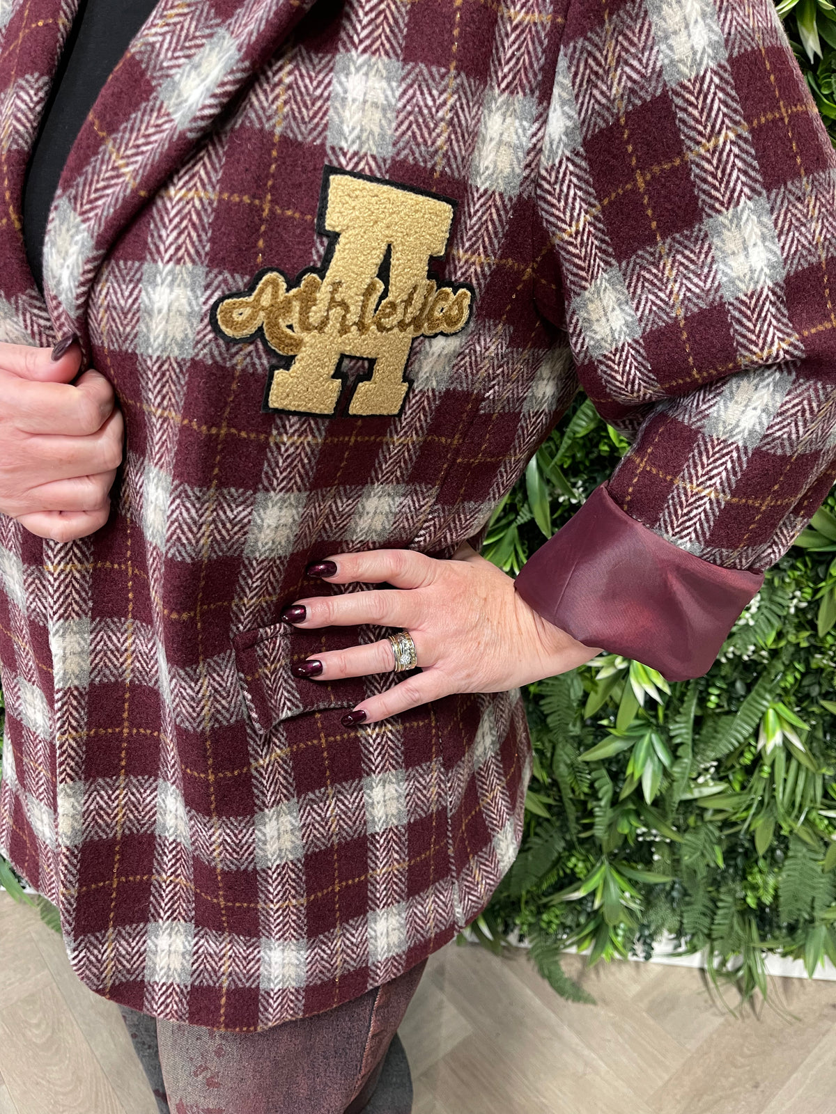 Houthakkers blazer met embleem bordeaux