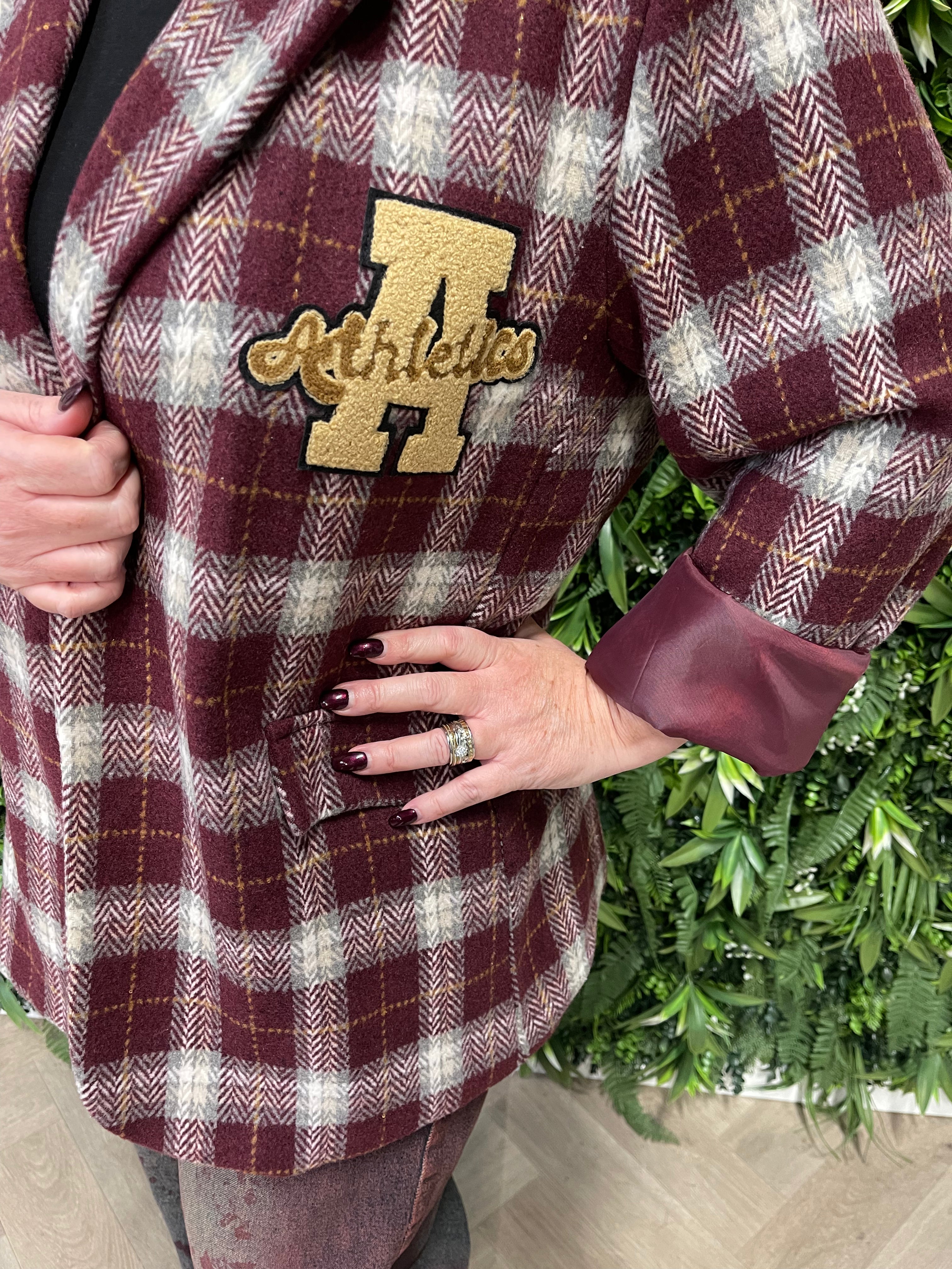 Houthakkers blazer met embleem bordeaux