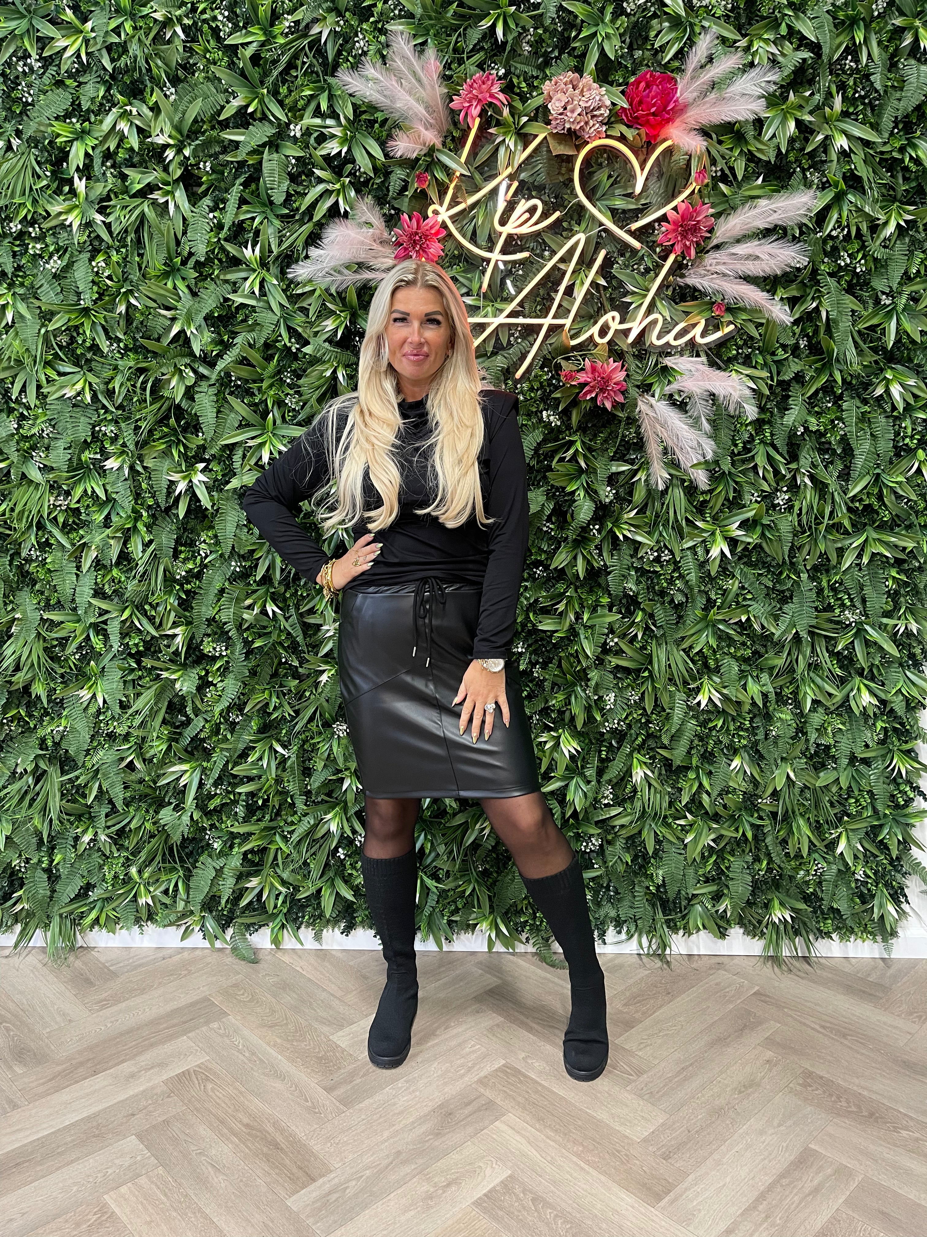 Leatherlook rok zwart