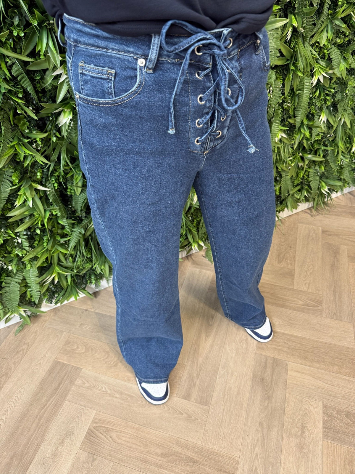 Laulia wide leg vetersluiting middenblauw