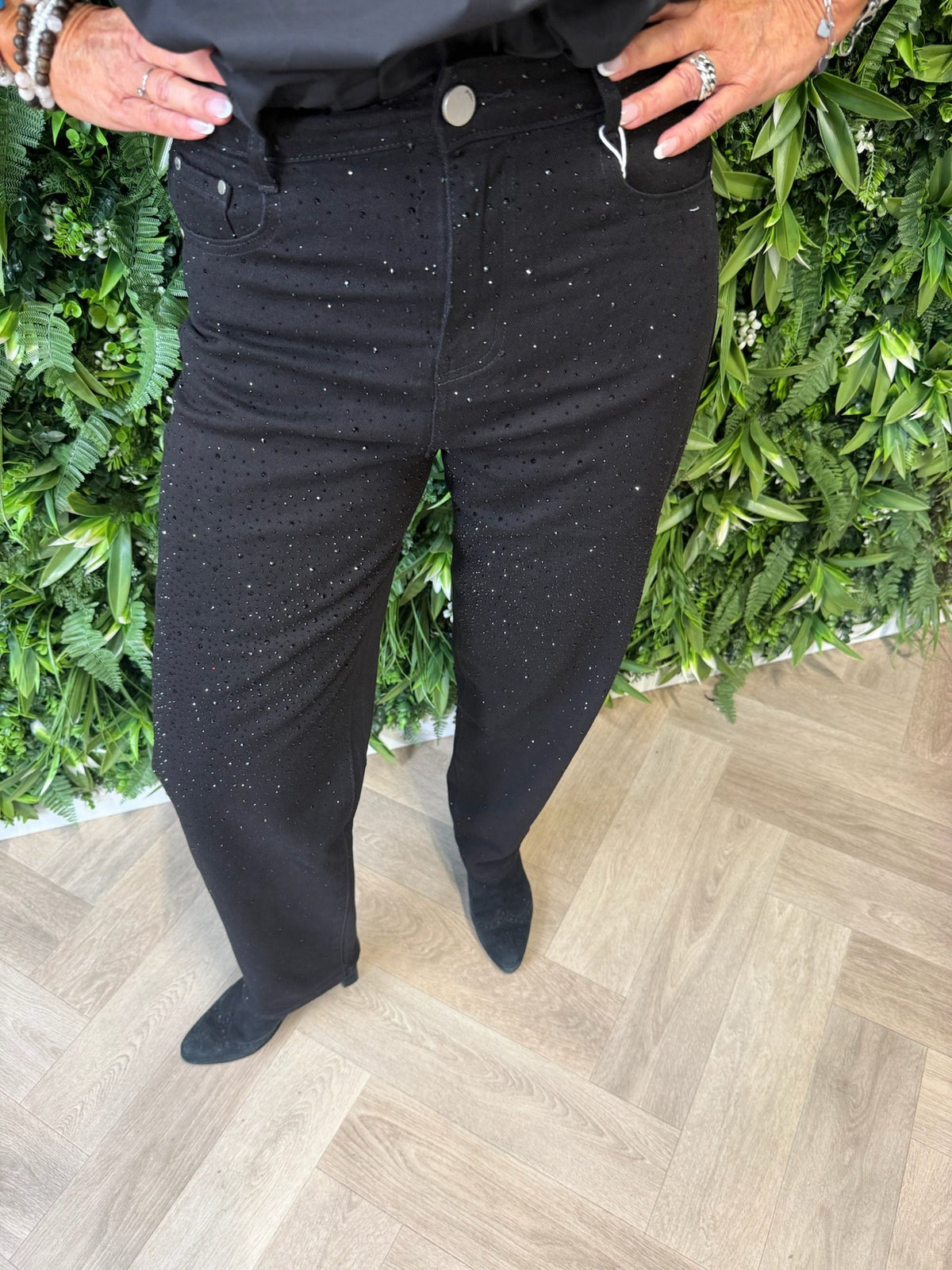 G-smack baggy fit jeans strass zwart