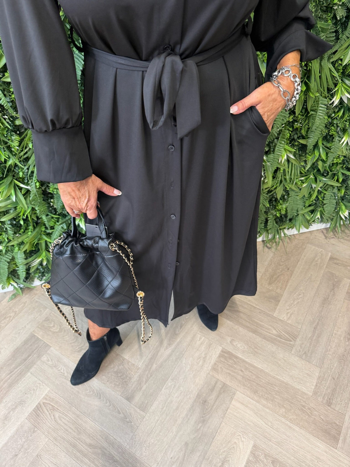 Lange travel jurk zwart